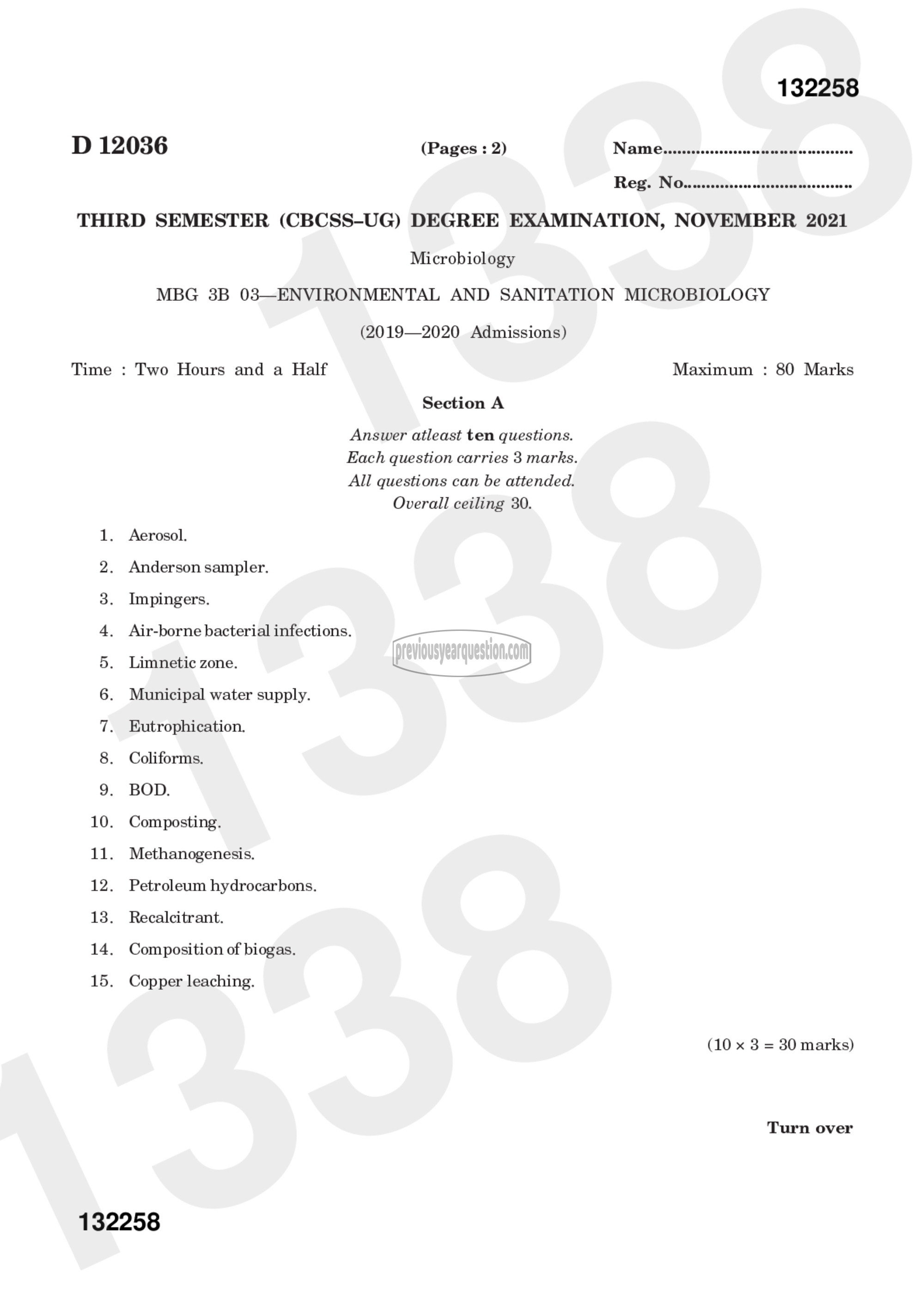 Question Paper - Environmental and Sanitation Microbiology-1