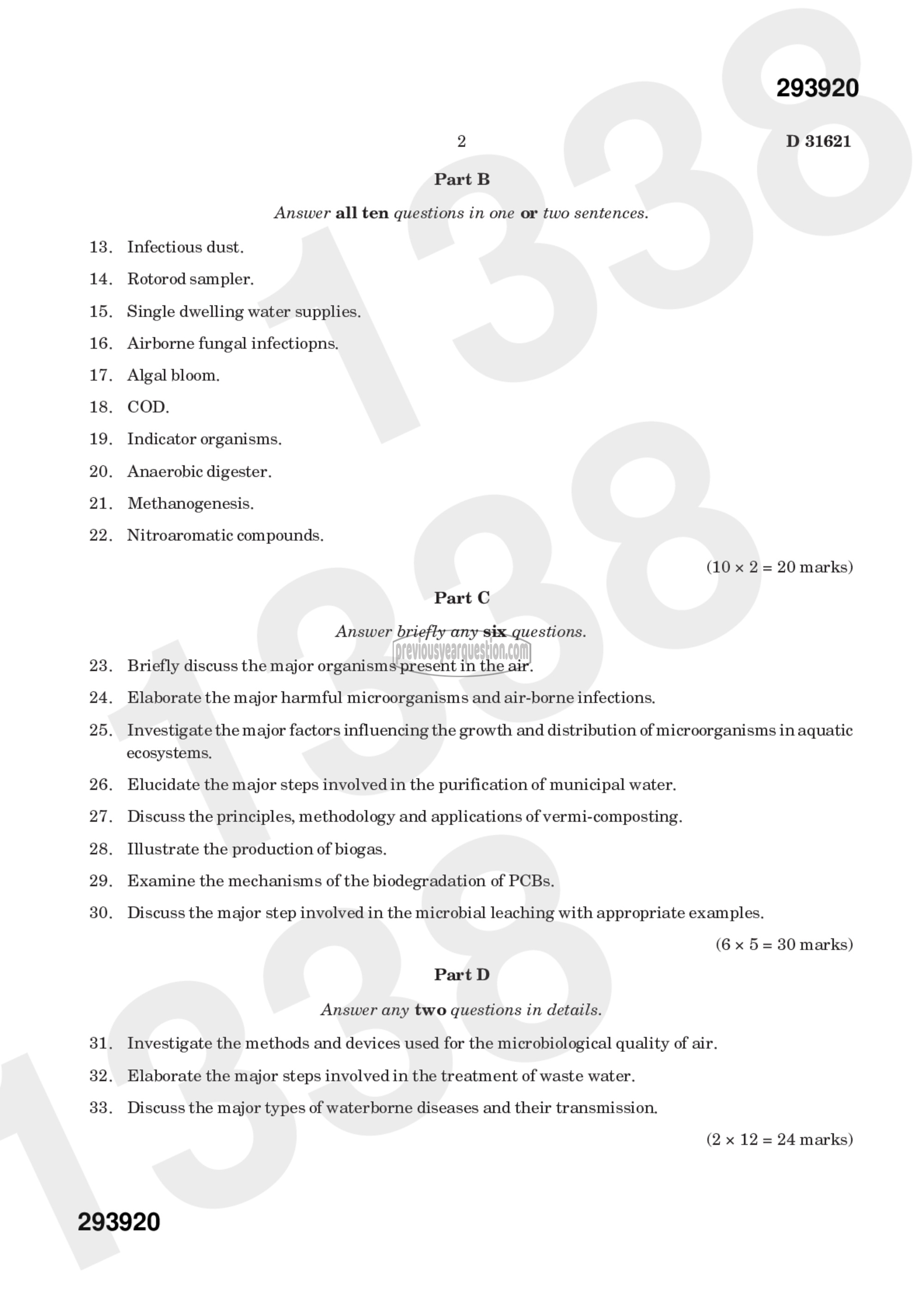 Question Paper - Environmental and Sanitation Microbiology-2