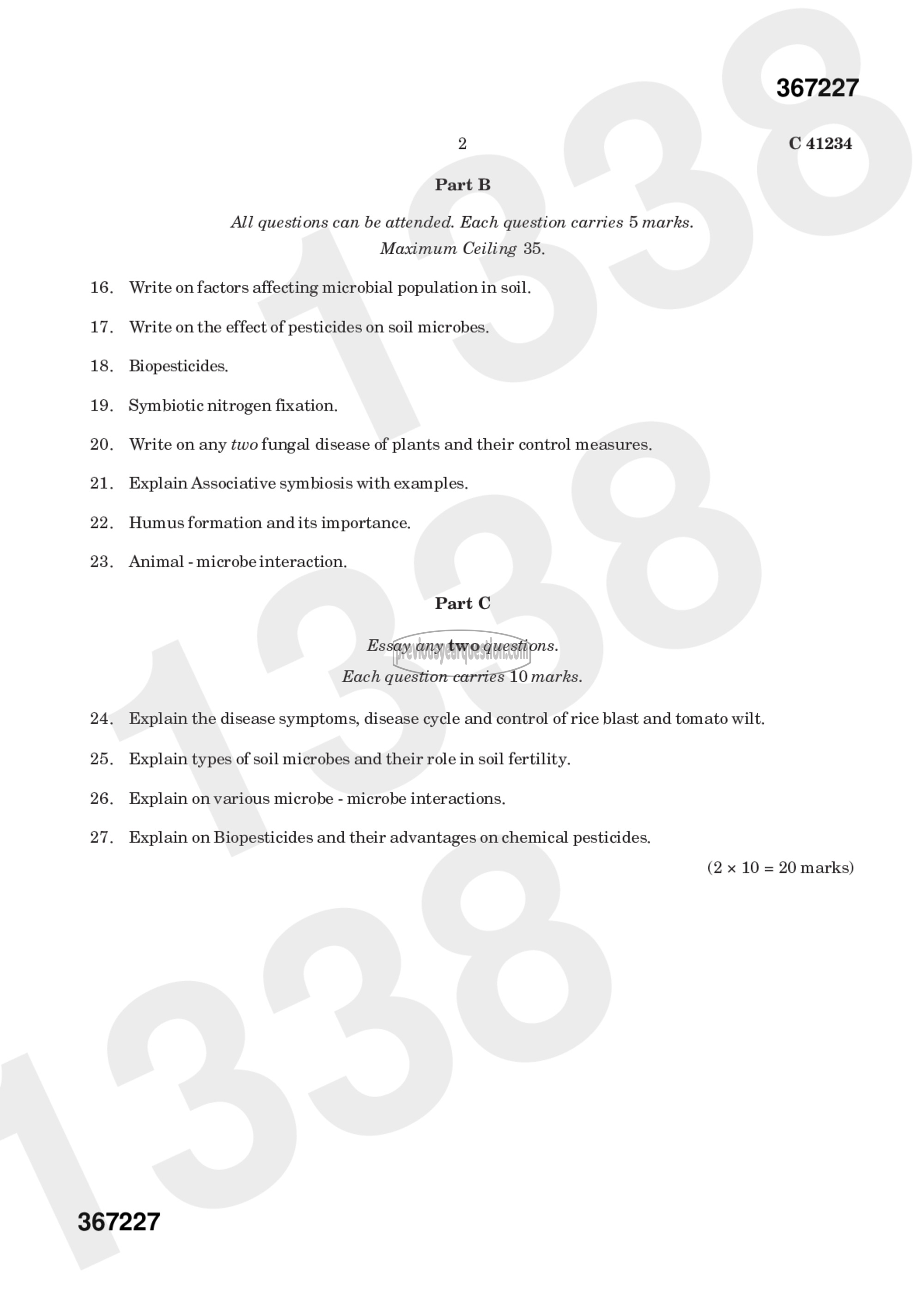 Question Paper - Soil and Agricultural Microbiology-2