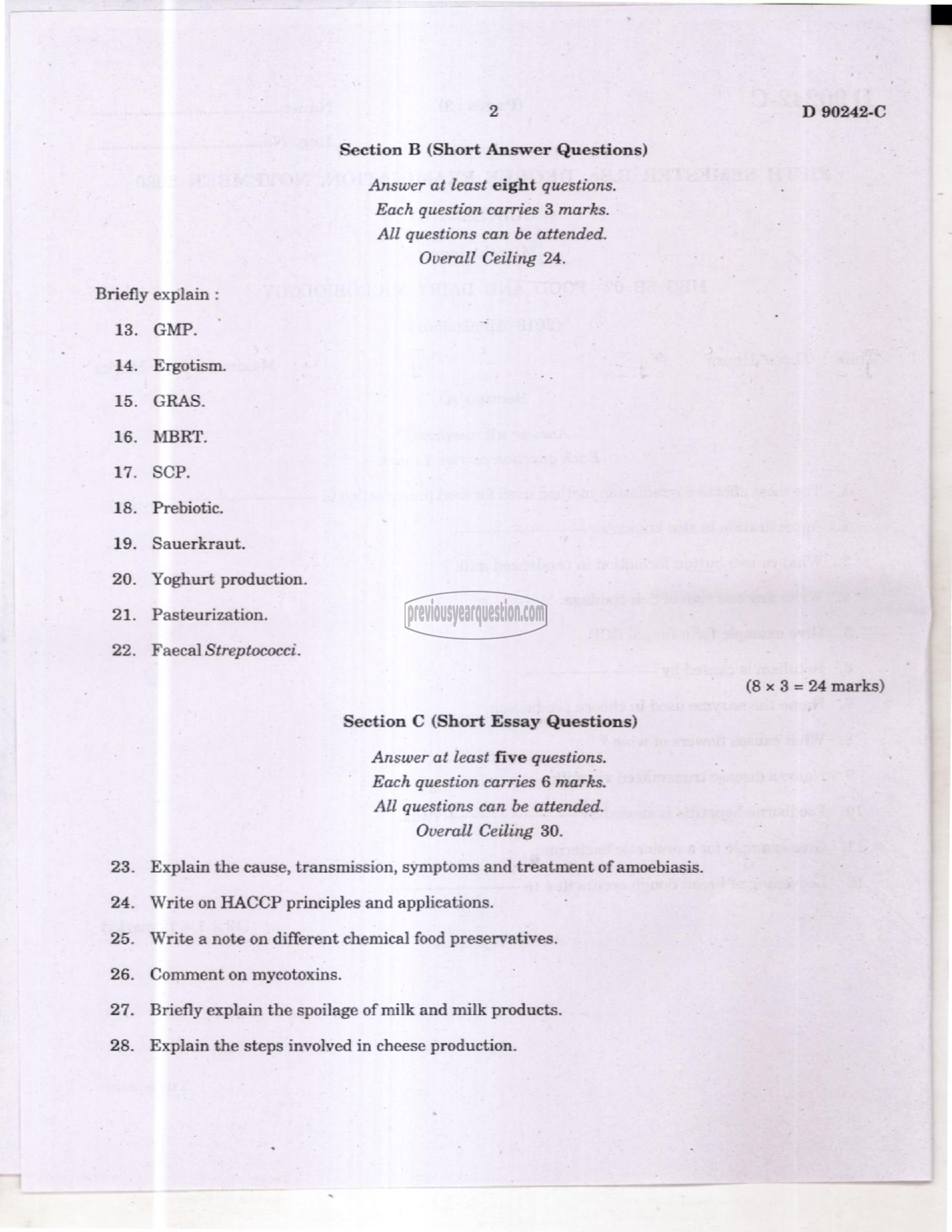 Question Paper - Food and Dairy Microbiology-2