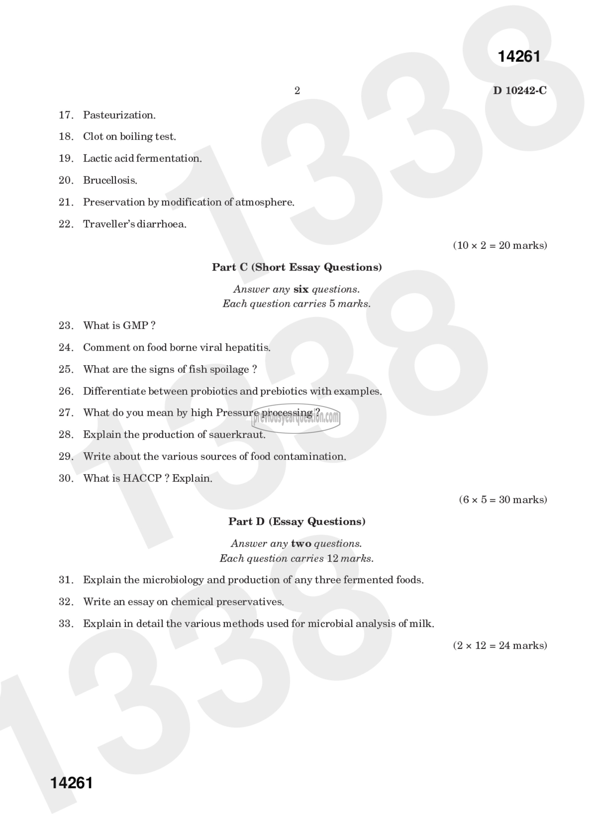 Question Paper - Food and Dairy Microbiology-2