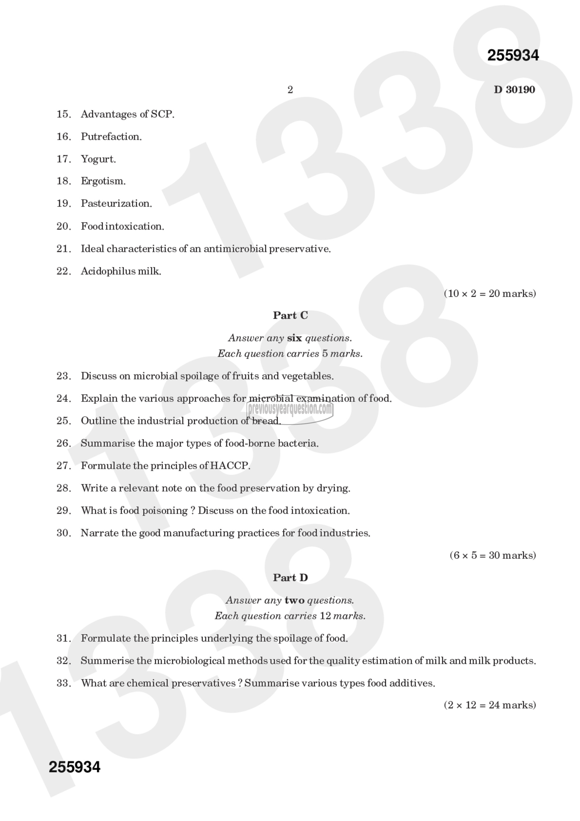 Question Paper - Food and Dairy Microbiology-2