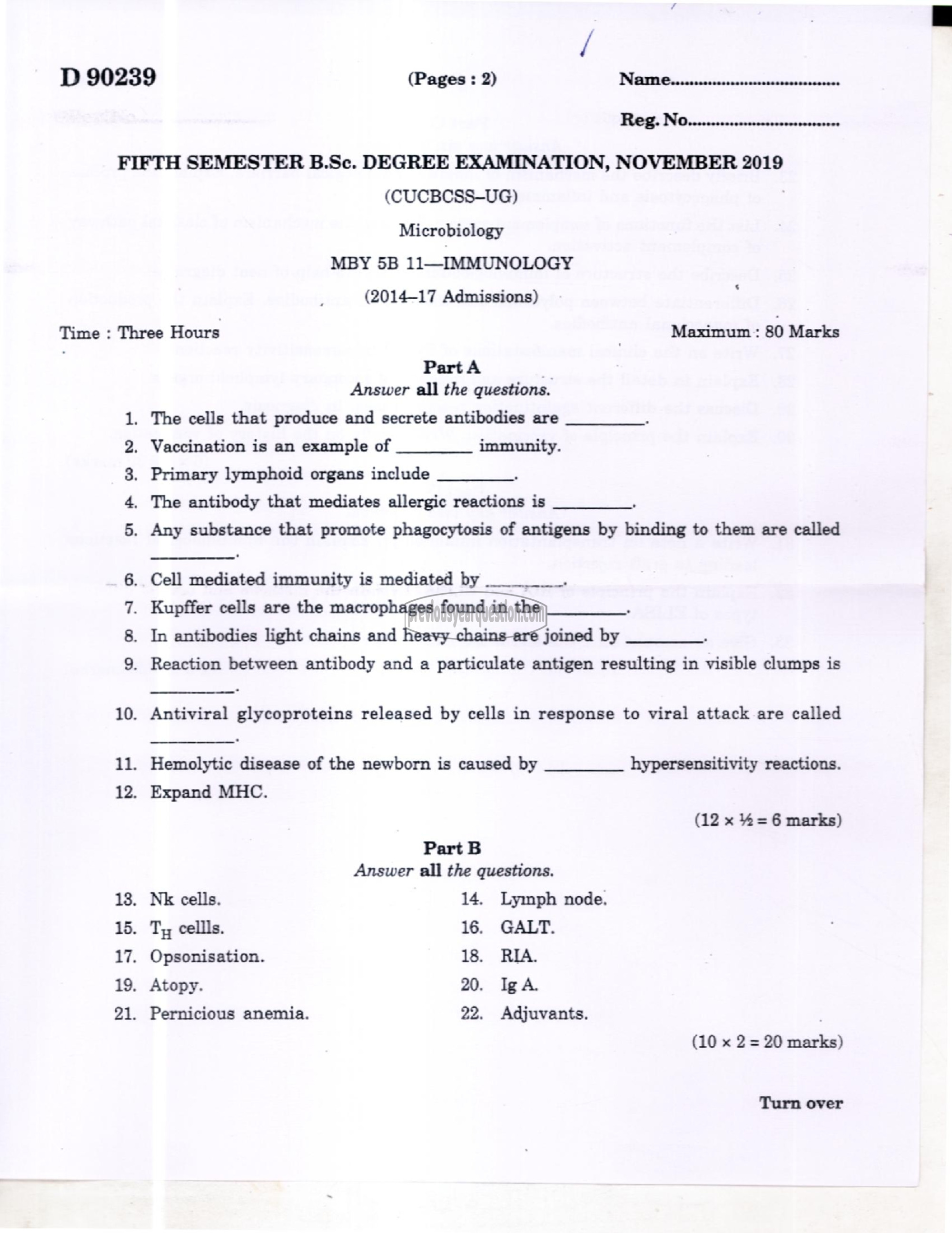 Question Paper - Immunology-1