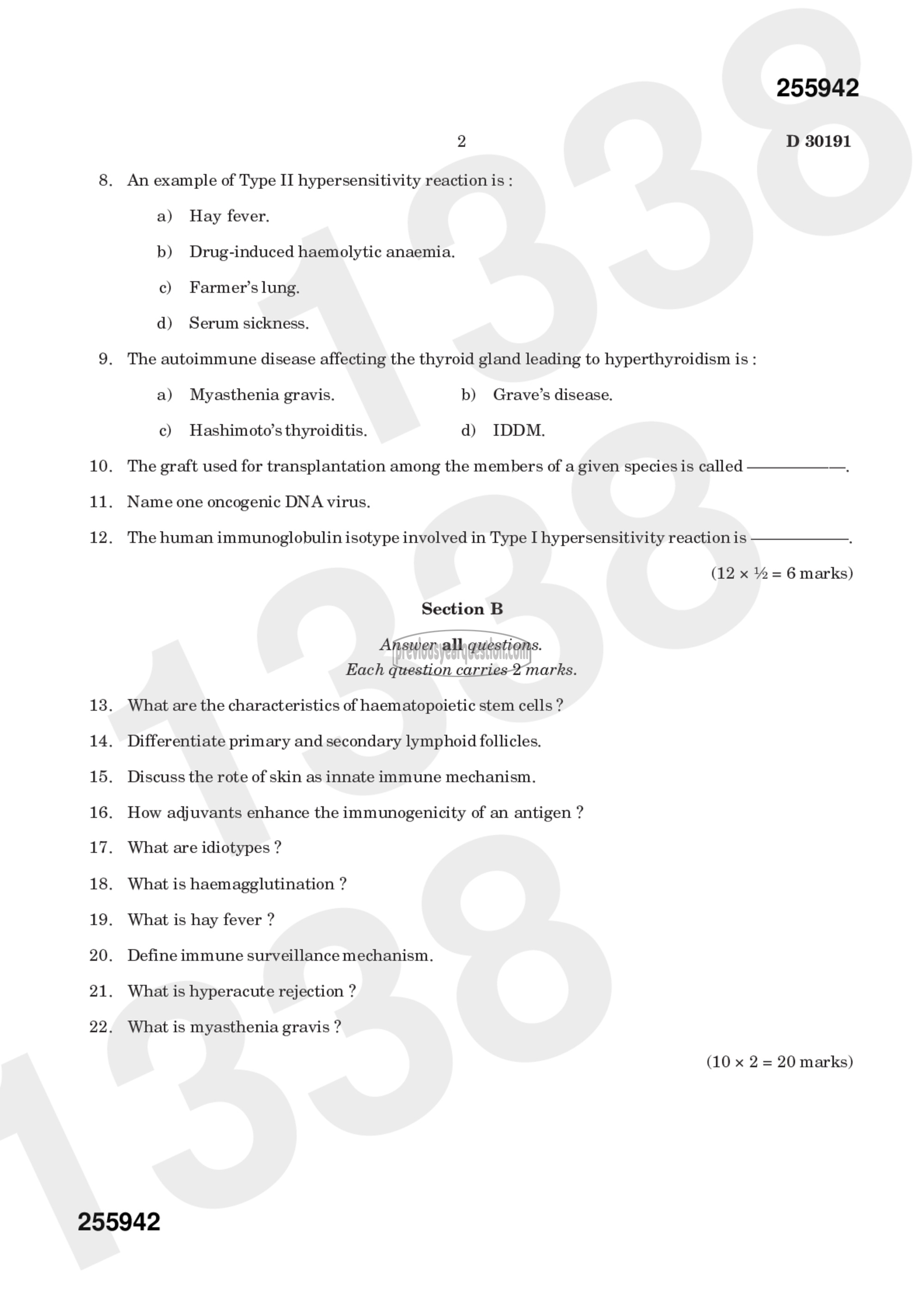 Question Paper - Immunology-2