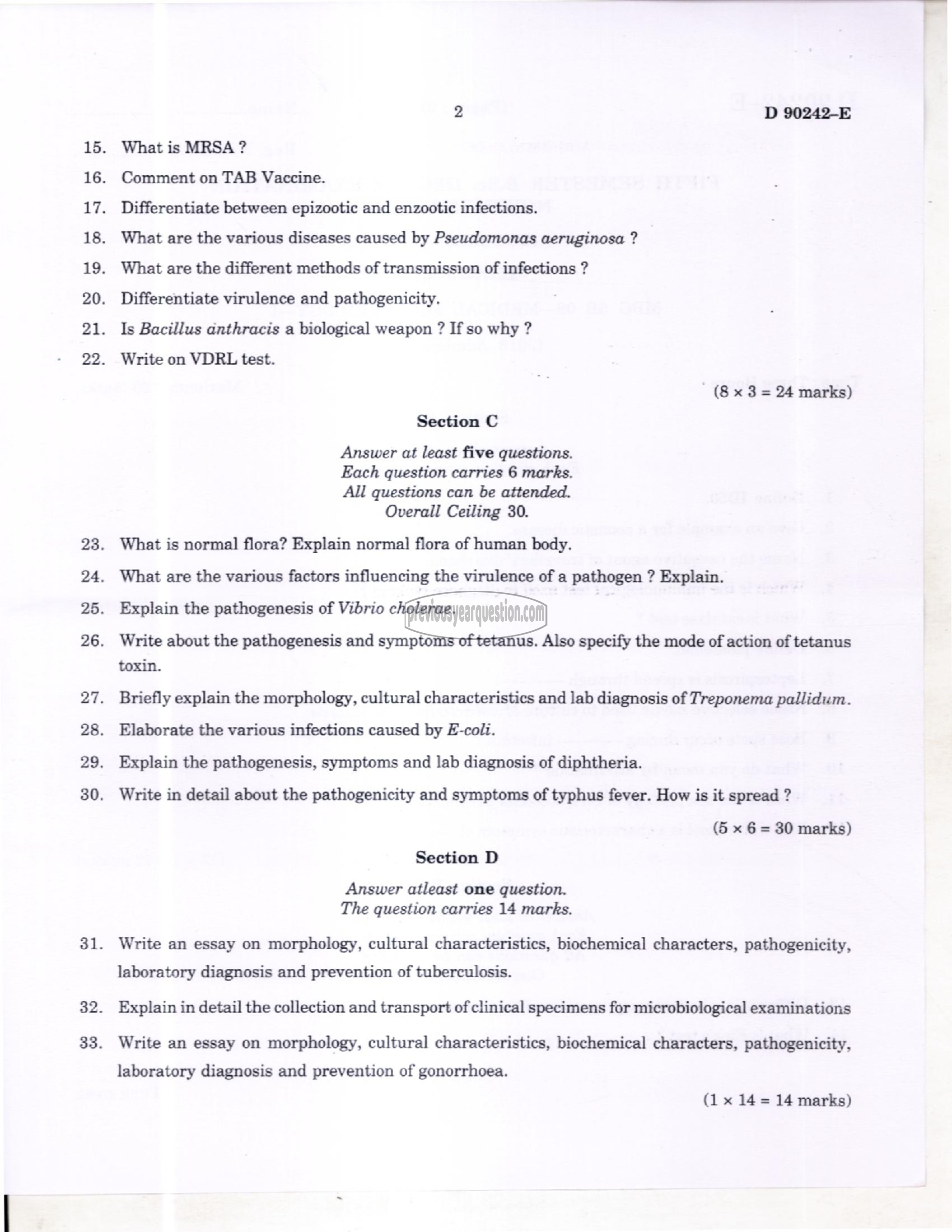 Question Paper - Medical Microbiology-I-2