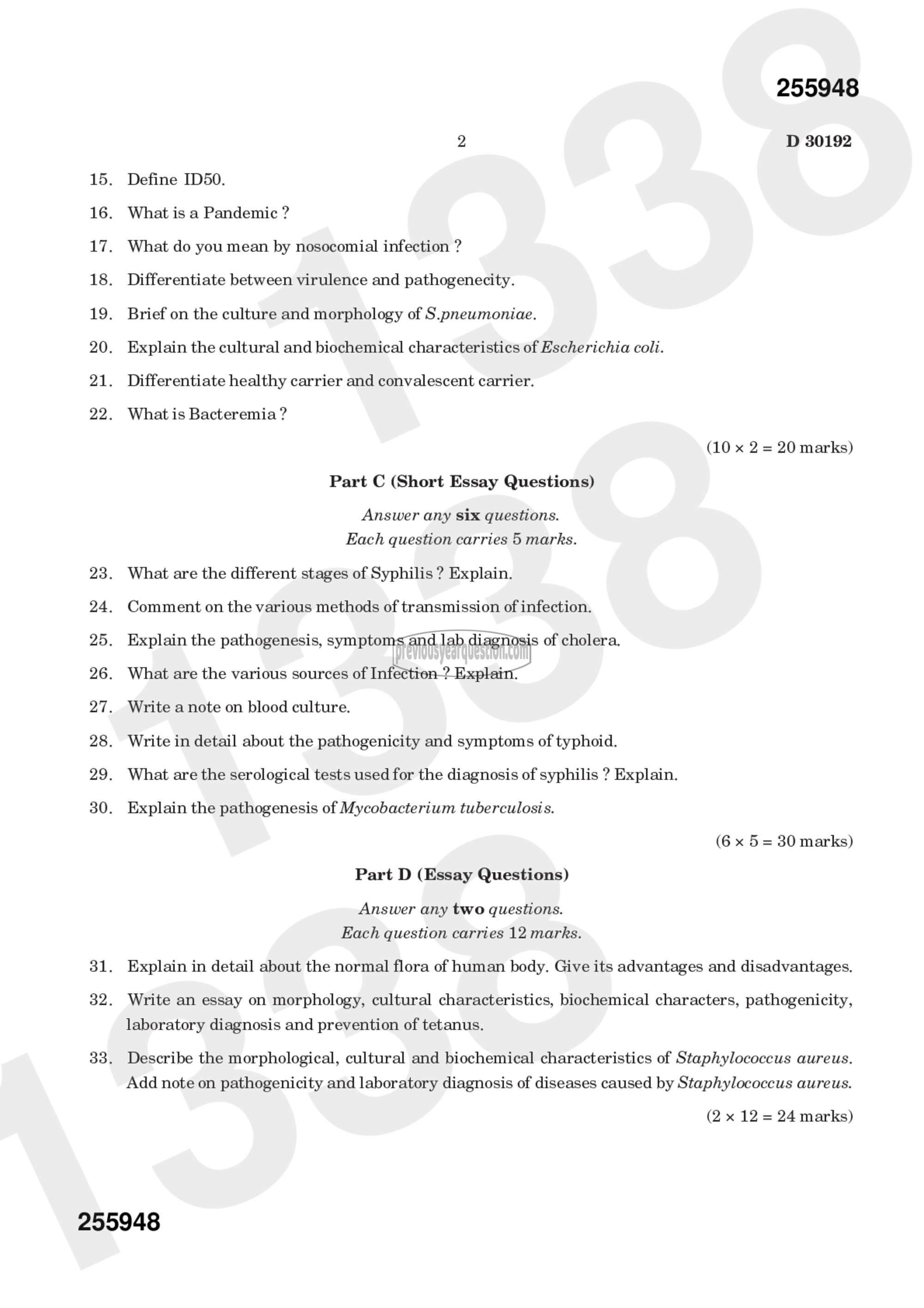 Question Paper - Medical Microbiology-I-2