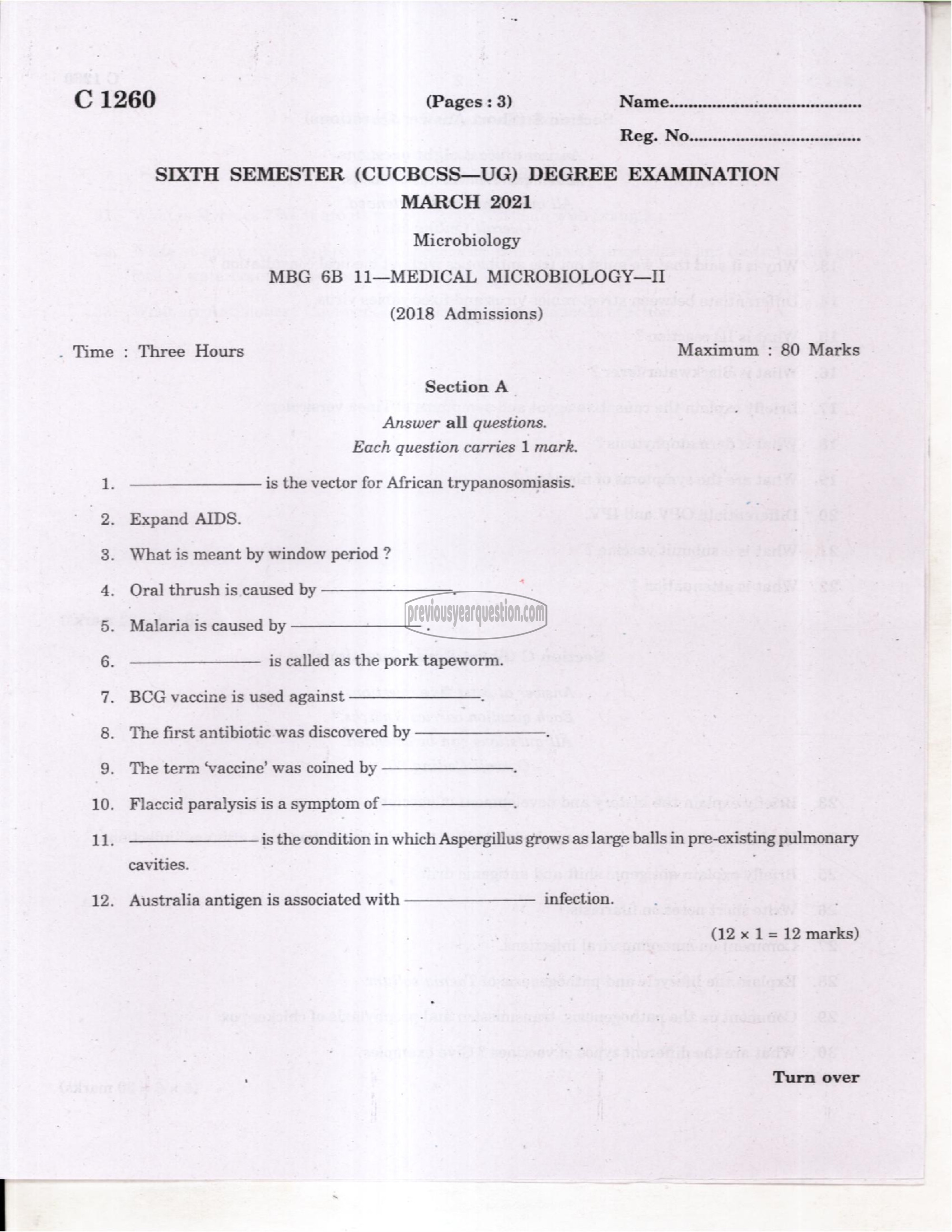 Question Paper - Medical Microbiology-II-1