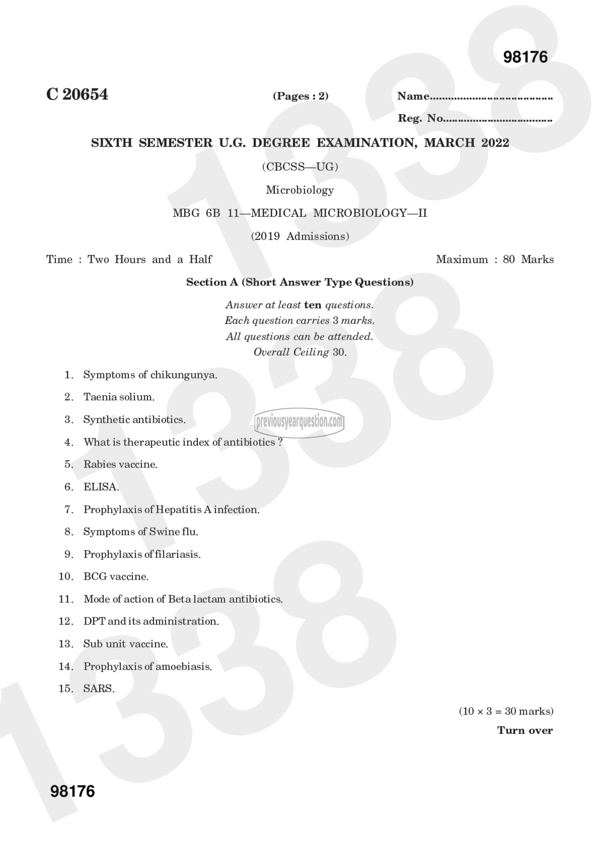 Question Paper - Medical Microbiology-II-1