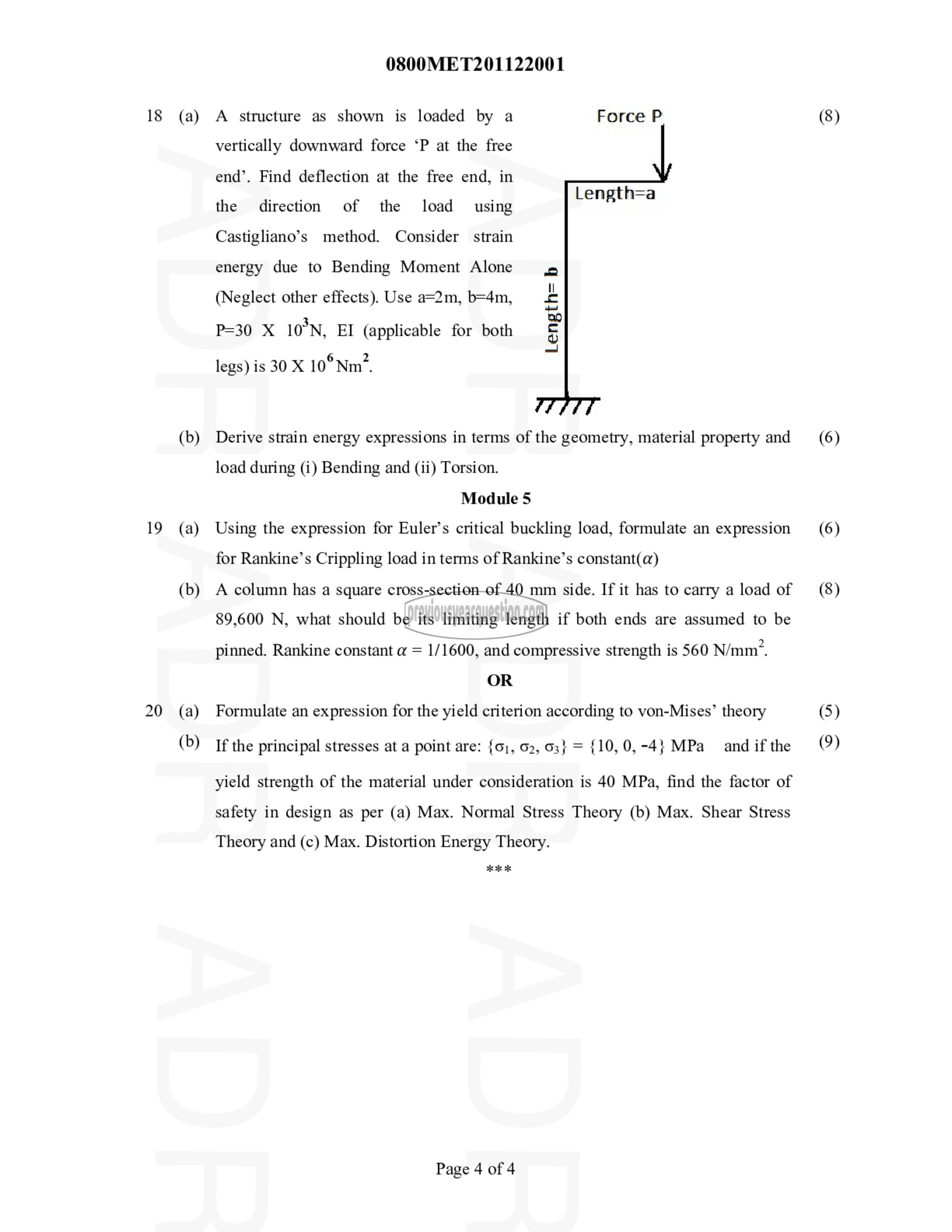 Question Paper - MECHANICS OF SOLIDS-4