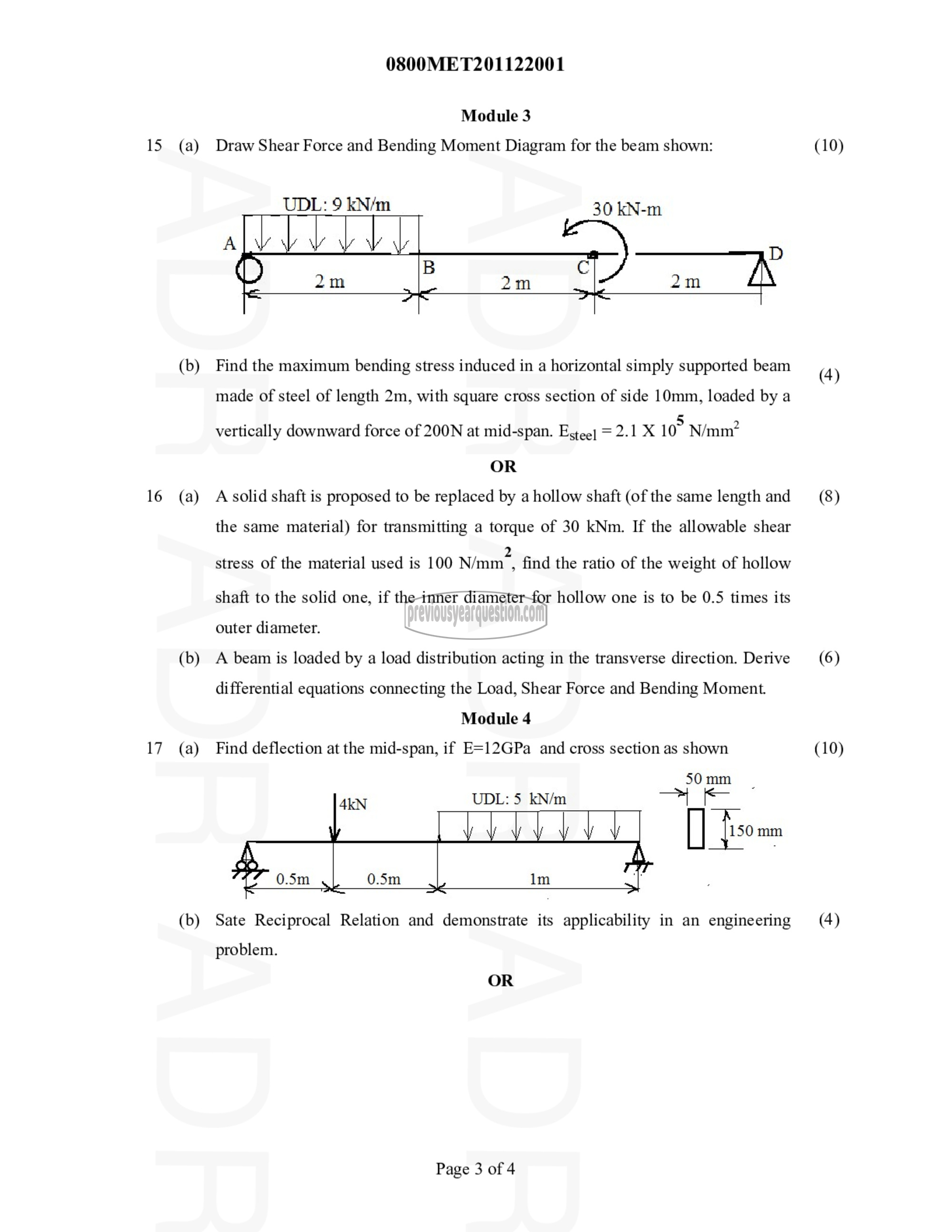 Question Paper - MECHANICS OF SOLIDS-3