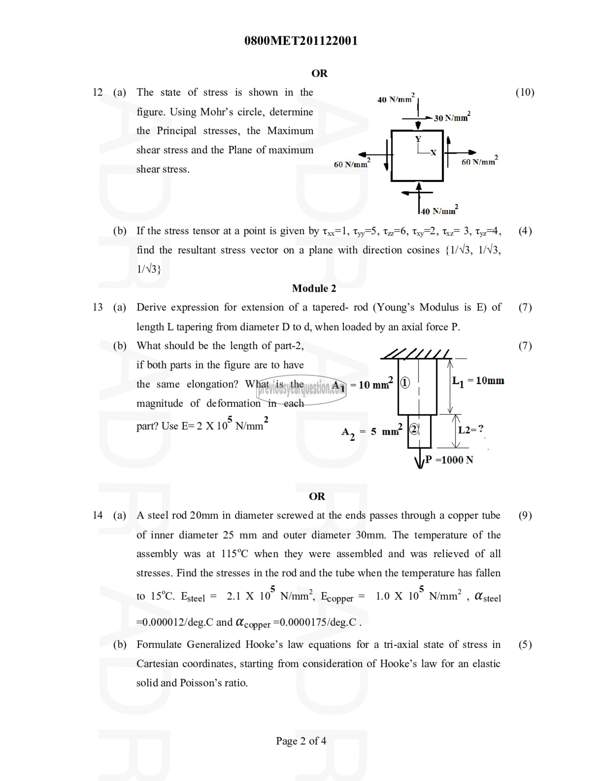 Question Paper - MECHANICS OF SOLIDS-2