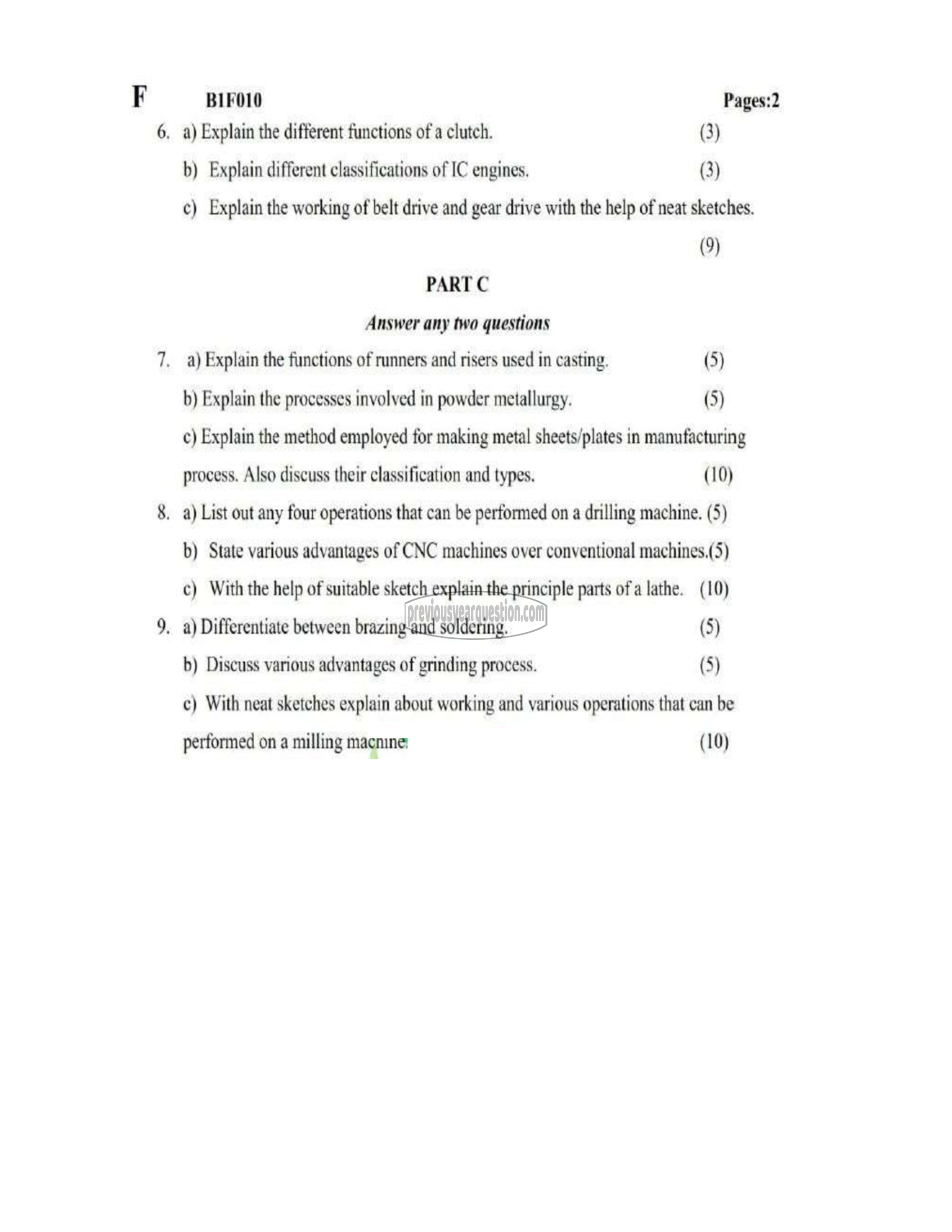 Question Paper - BASICS OF MECHANICAL ENGINEERING-3