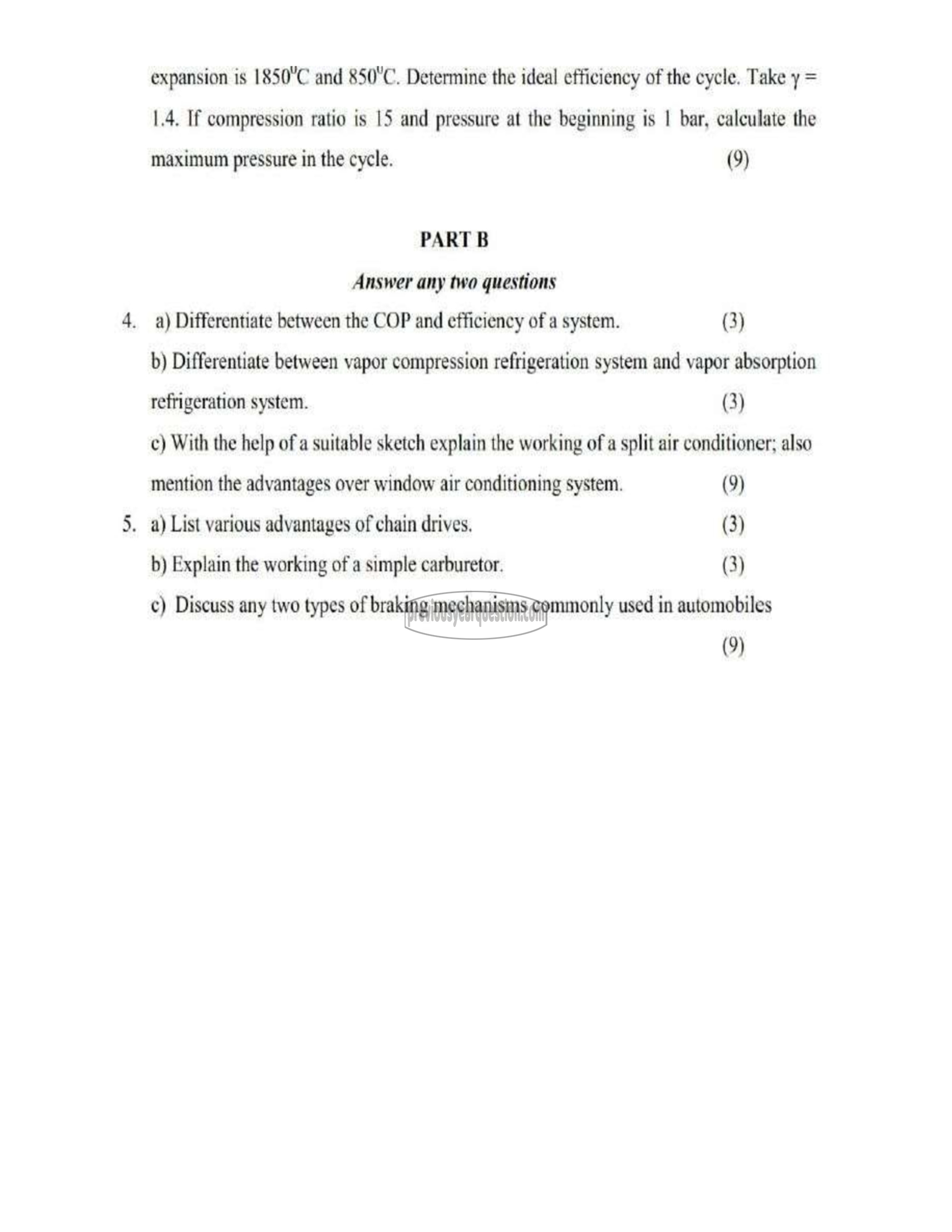 Question Paper - BASICS OF MECHANICAL ENGINEERING-2