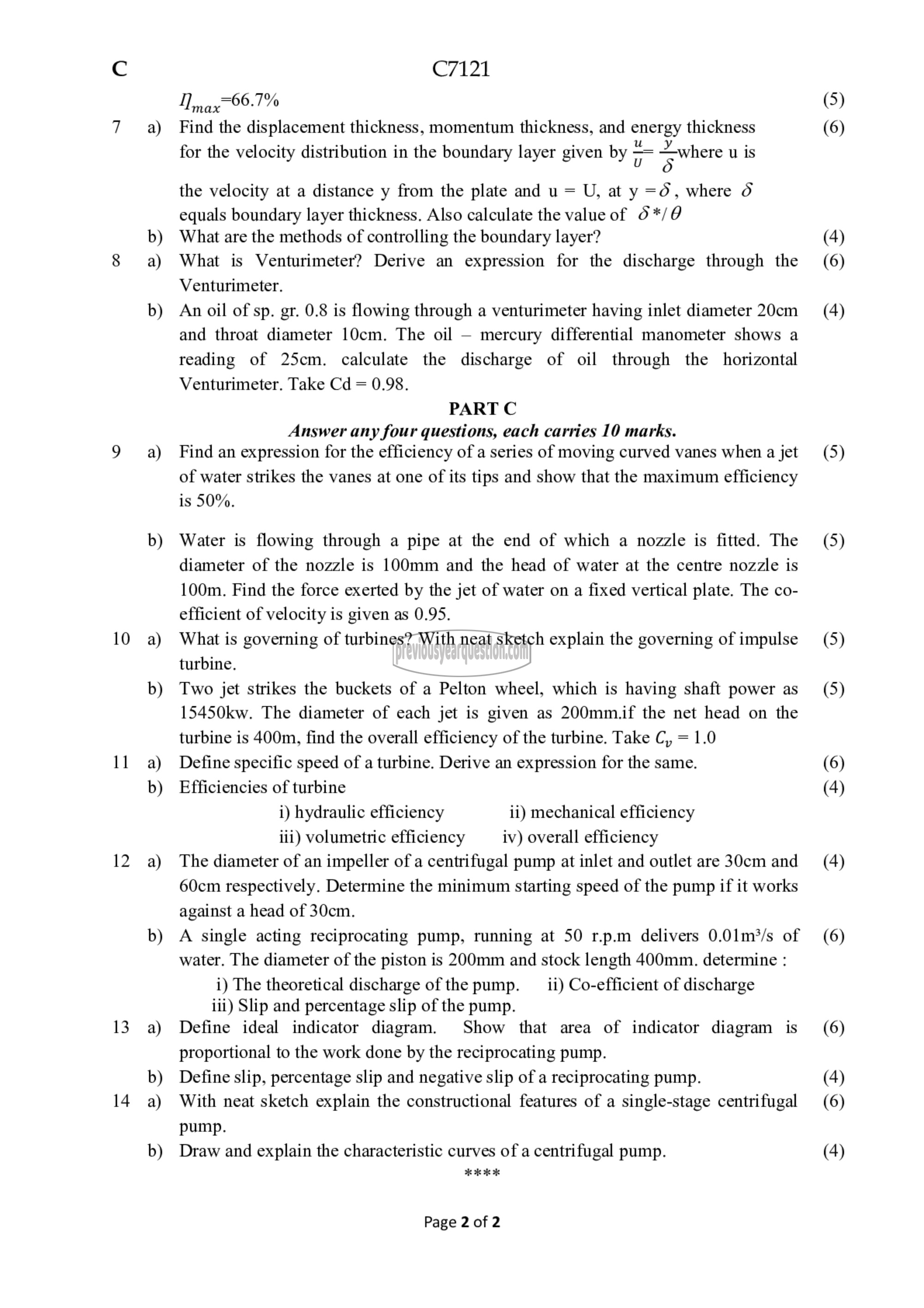 Question Paper - Fluid Mechanics & Machinery-2