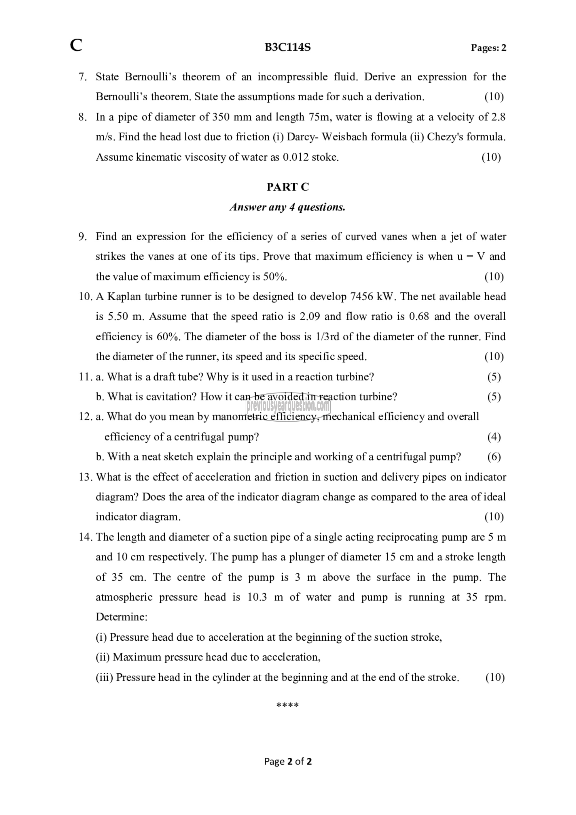 Question Paper - Fluid Mechanics & Machinery-2