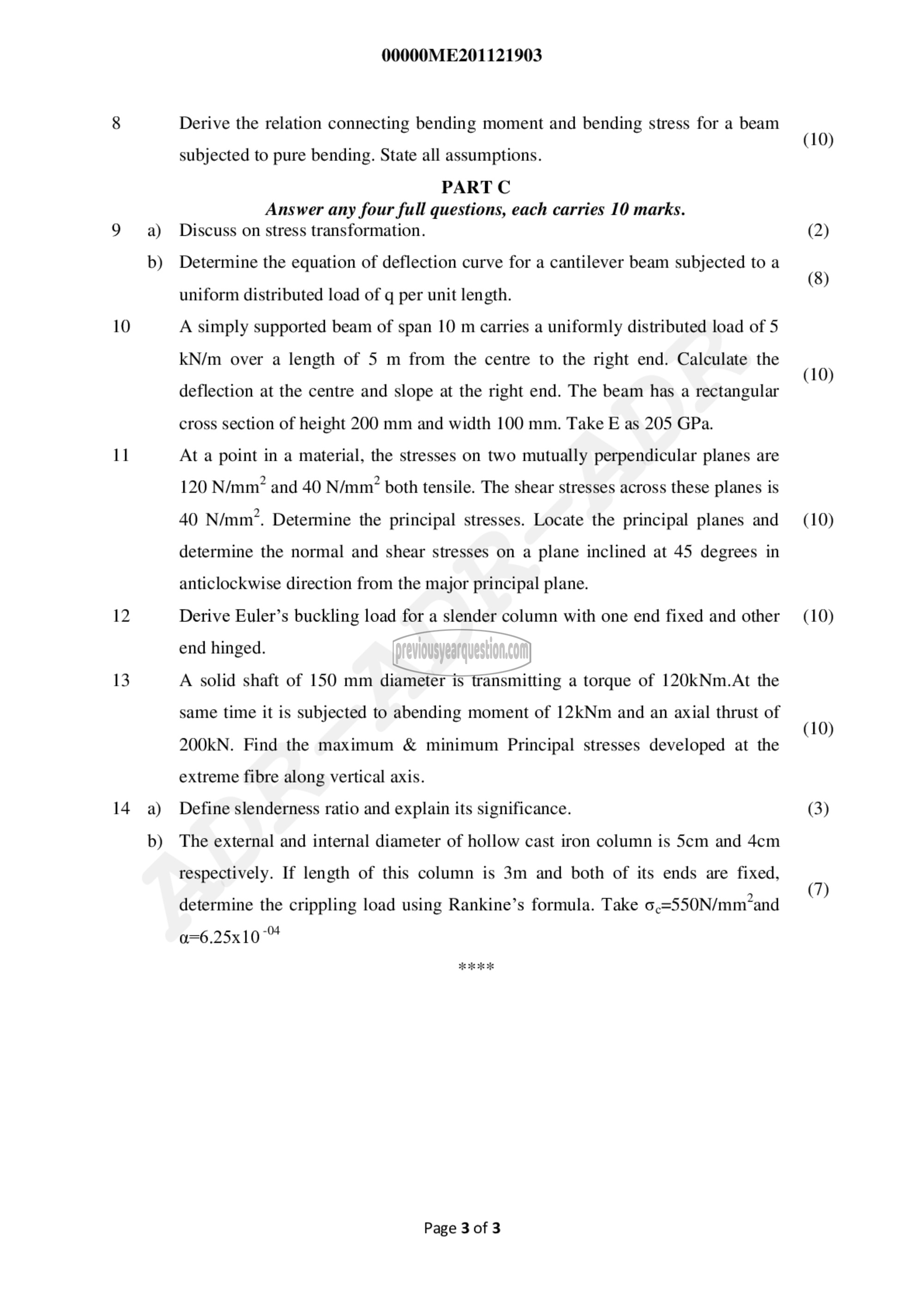 Question Paper - Mechanics of Solids-3