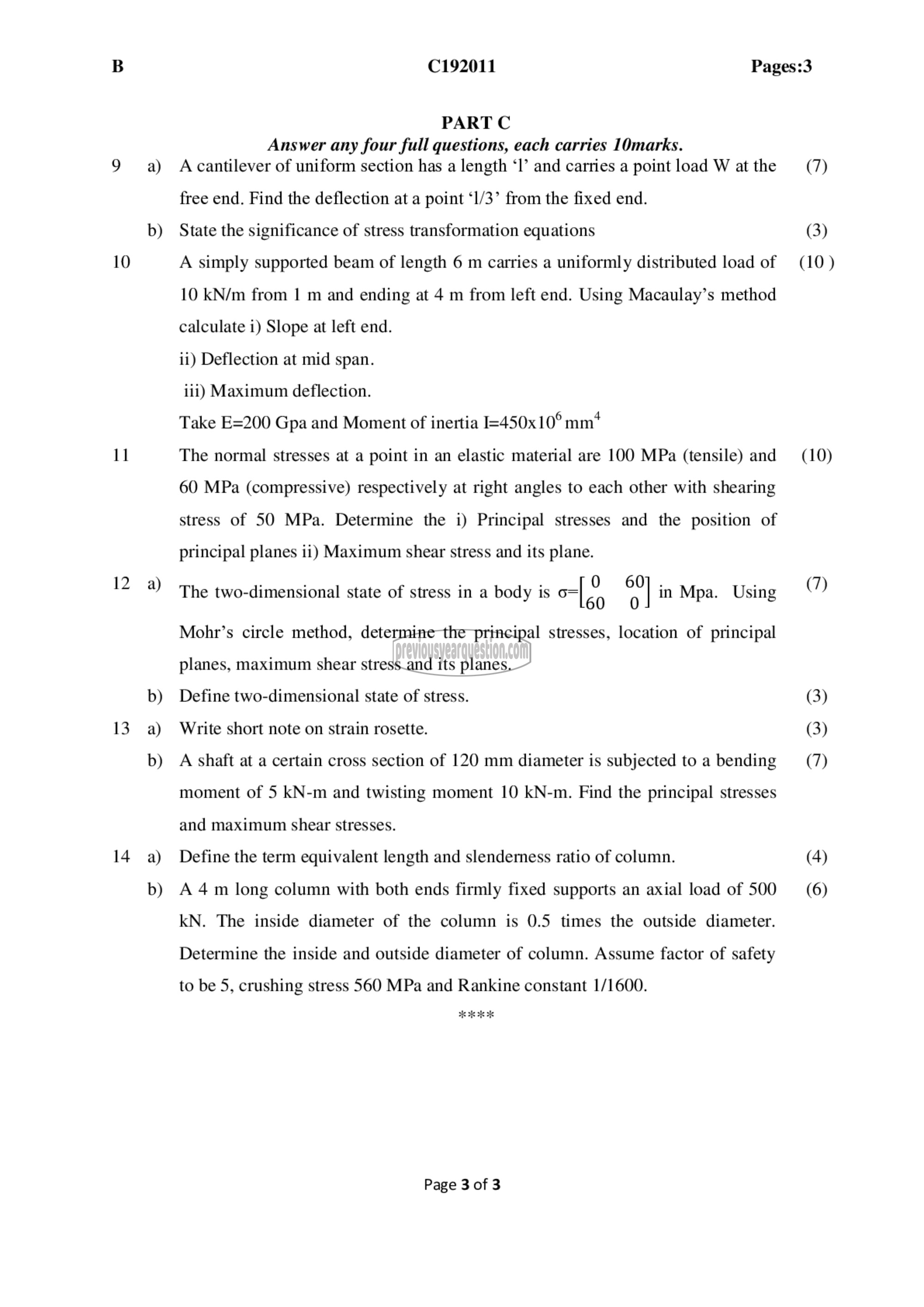 Question Paper - Mechanics of Solids-3