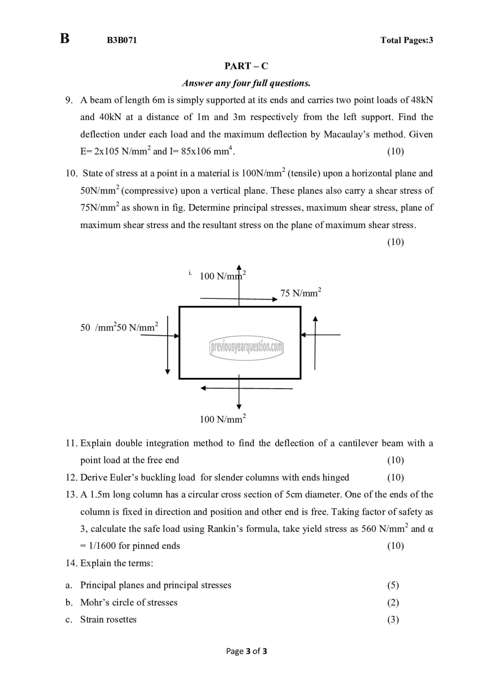 Question Paper - Mechanics of Solids-3