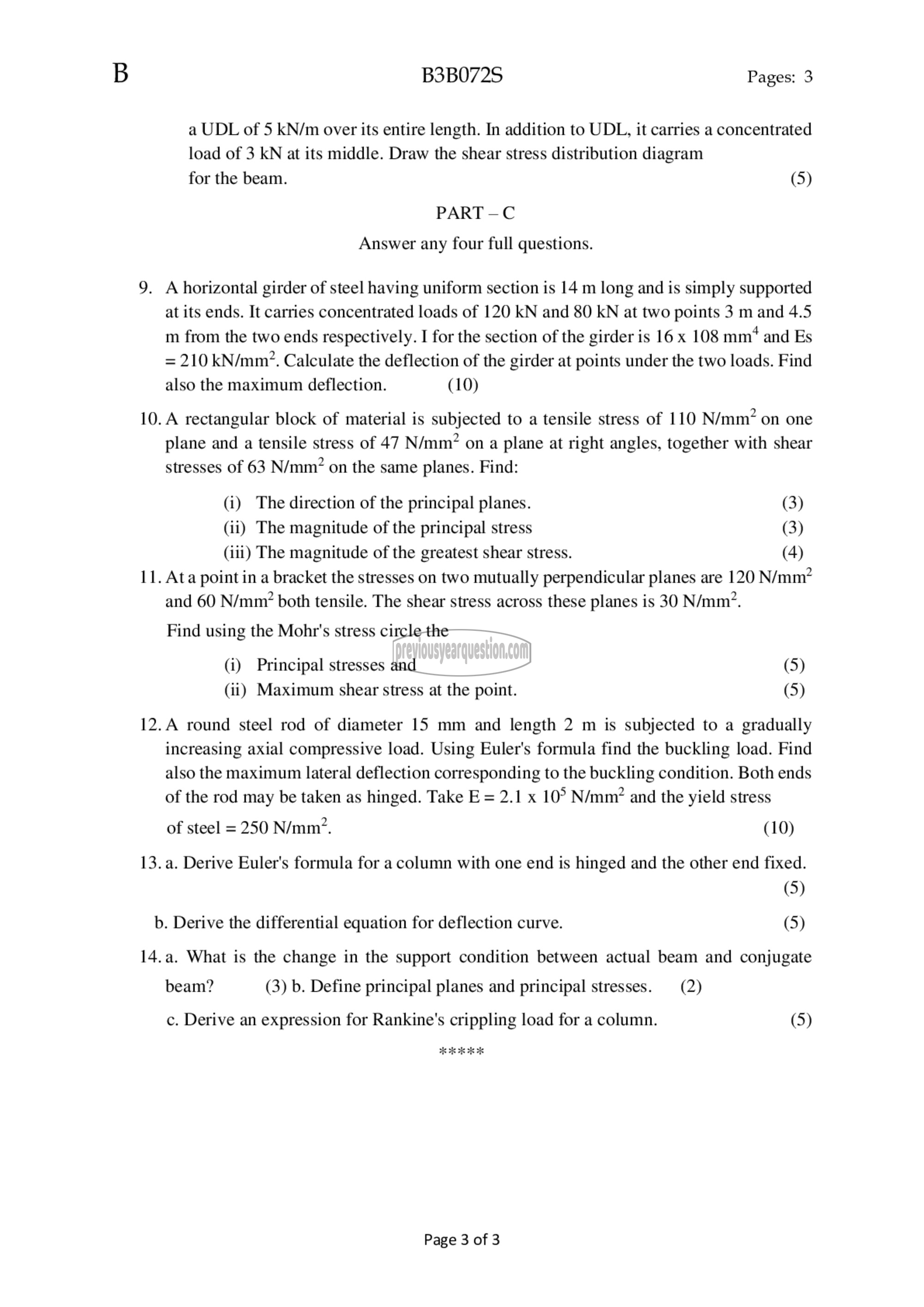 Question Paper - Mechanics of Solids-3