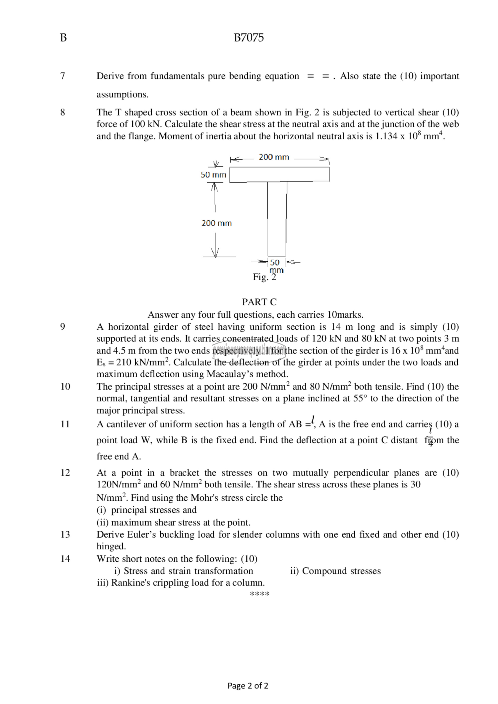 Question Paper - Mechanics of Solids-2