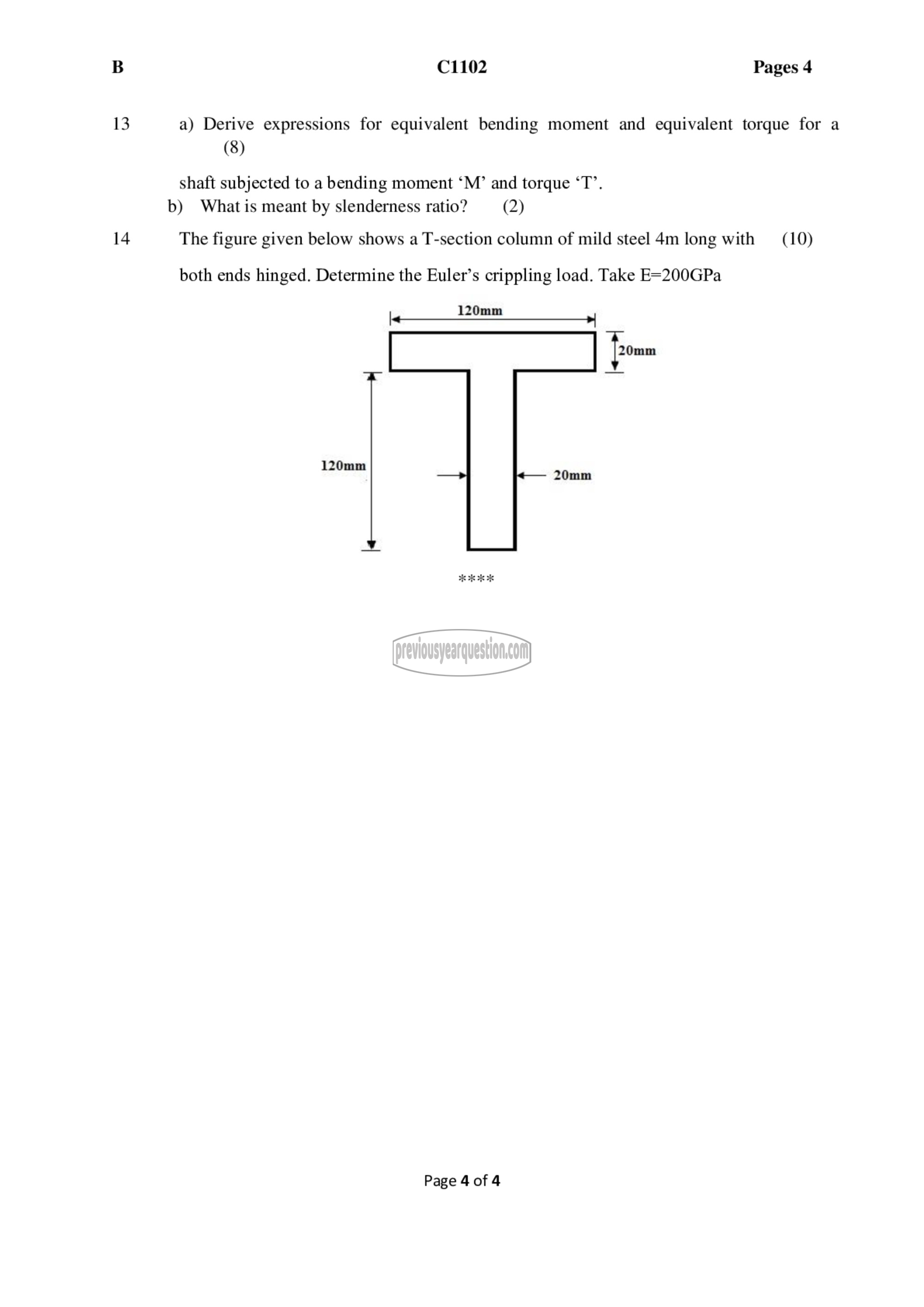 Question Paper - Mechanics of Solids-4