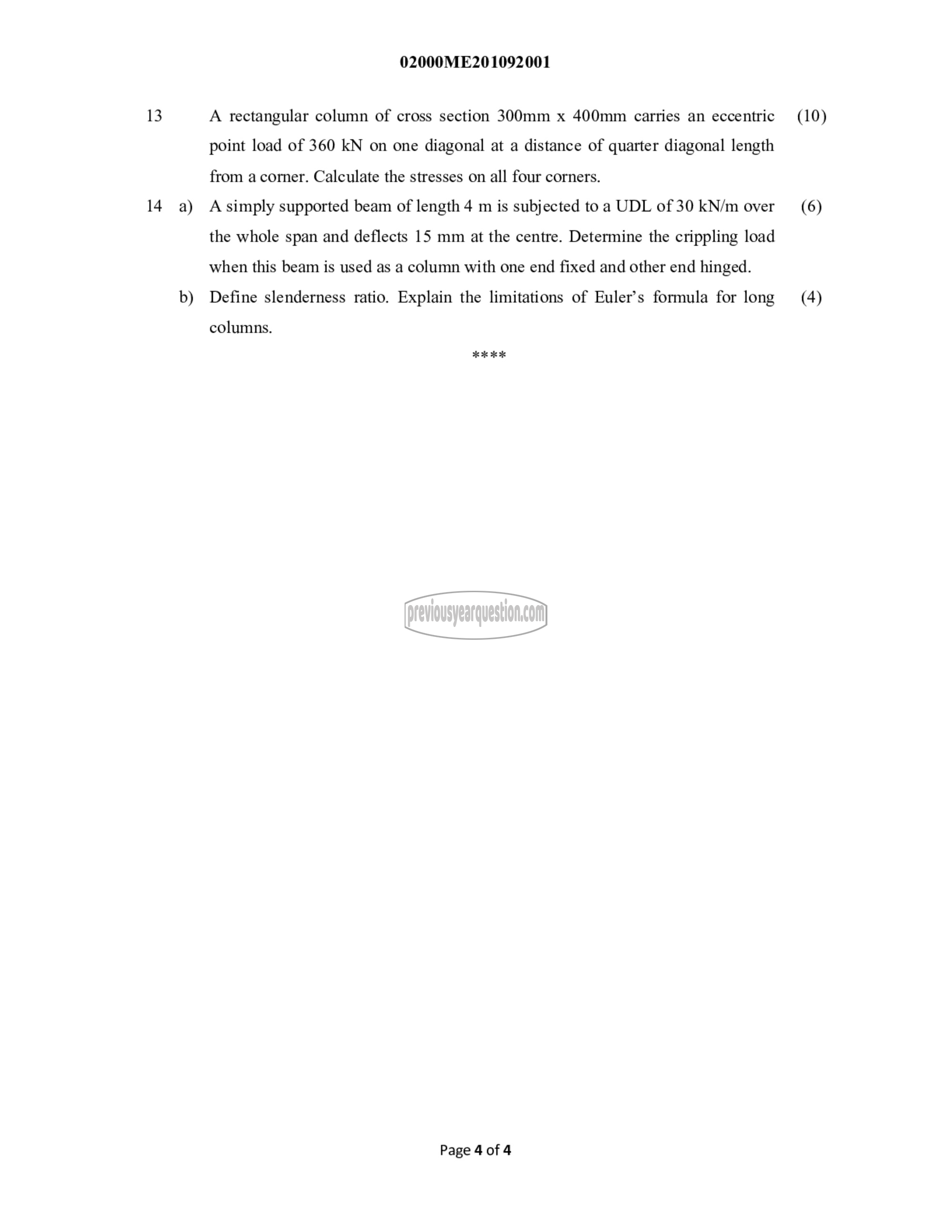 Question Paper - Mechanics of Solids-4