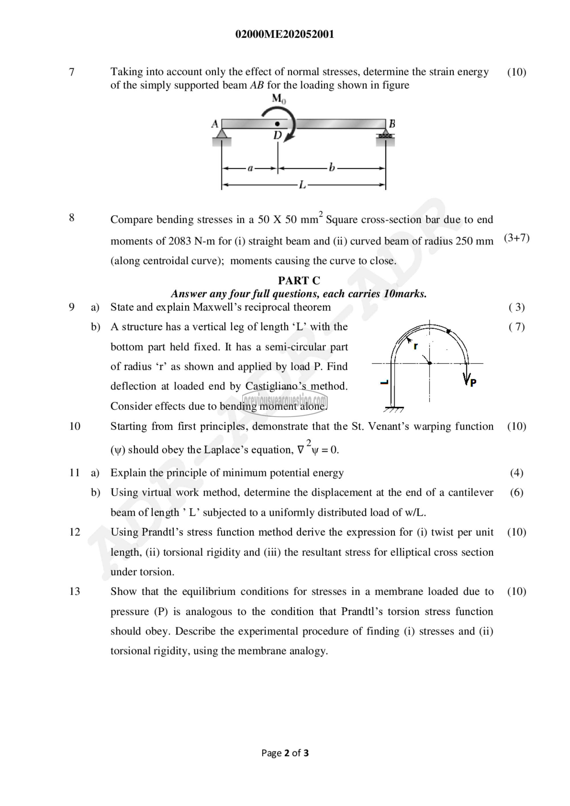 Question Paper - Advanced Mechanics of Solids-2