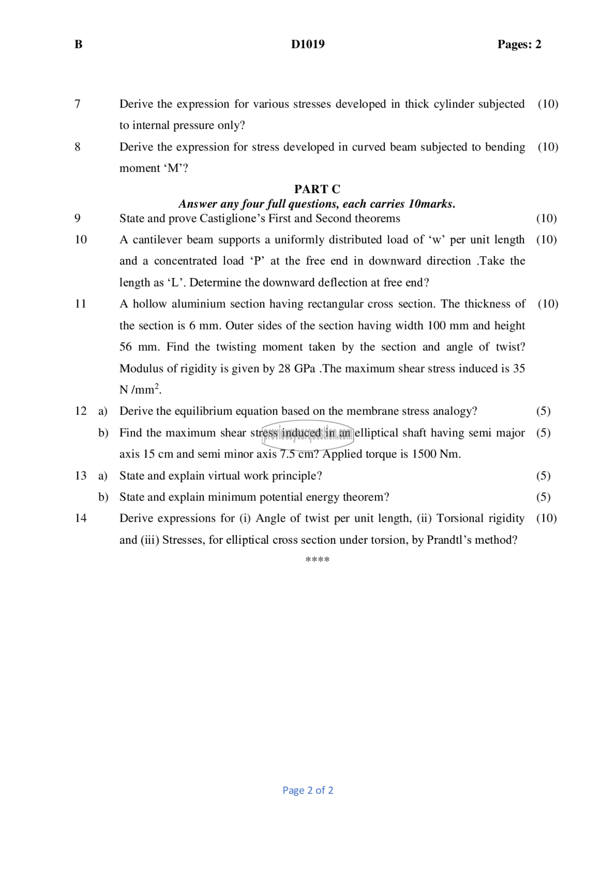 Question Paper - Advanced Mechanics of Solids-2