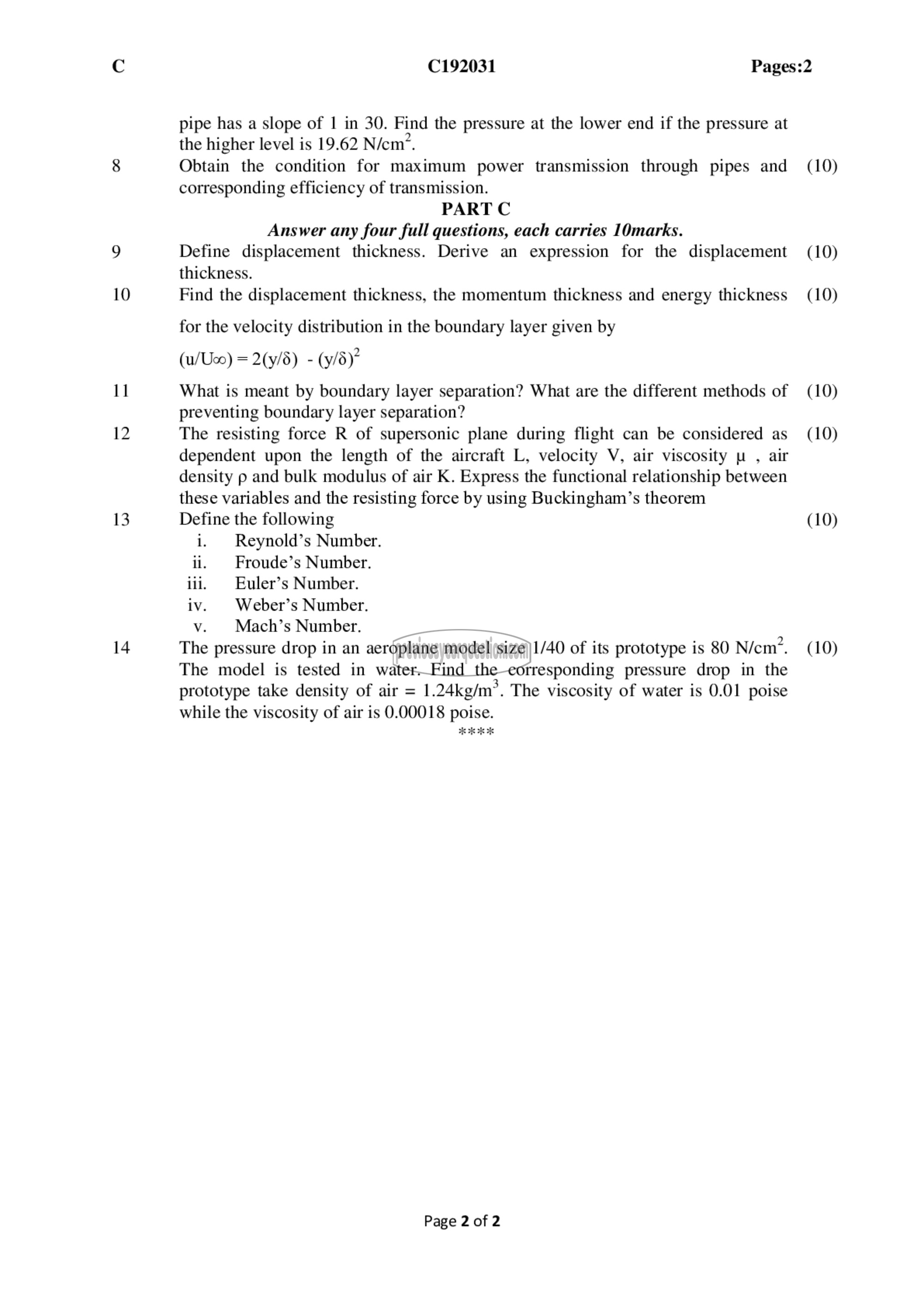 Question Paper - Mechanics of Fluids-2