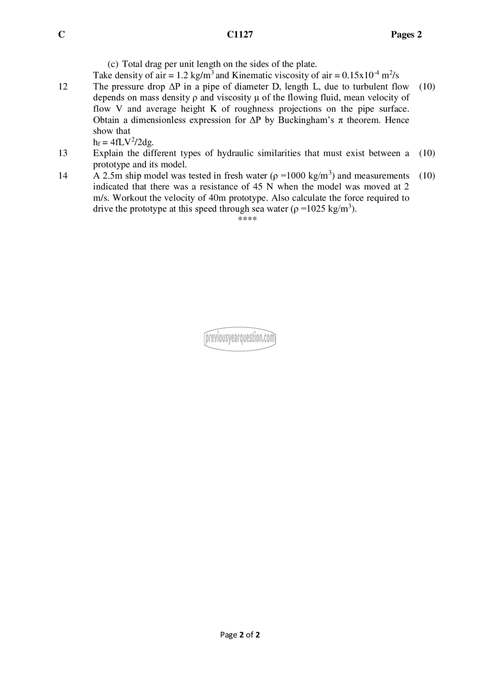 Question Paper - Mechanics of Fluids-2