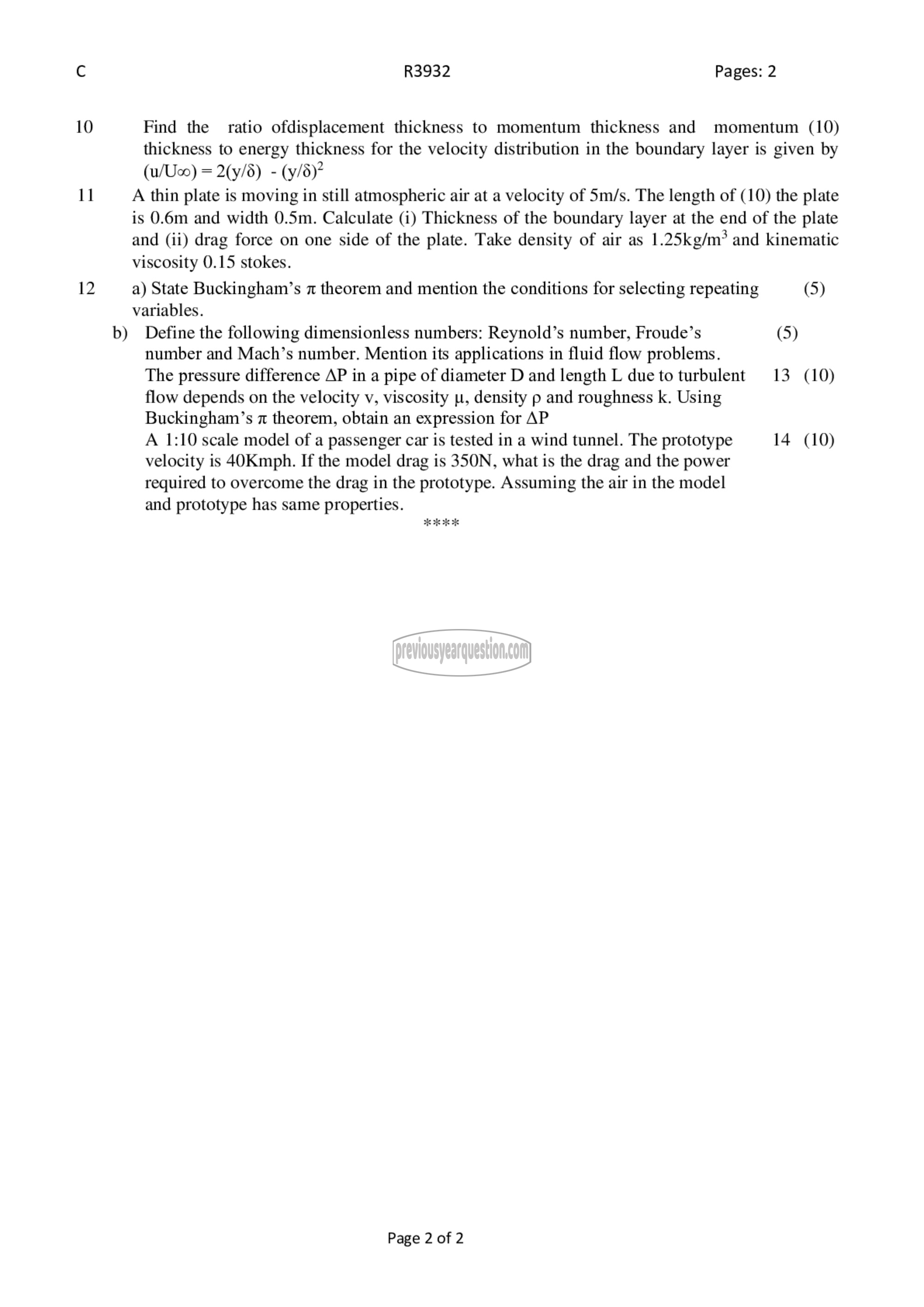 Question Paper - Mechanics of Fluids-2