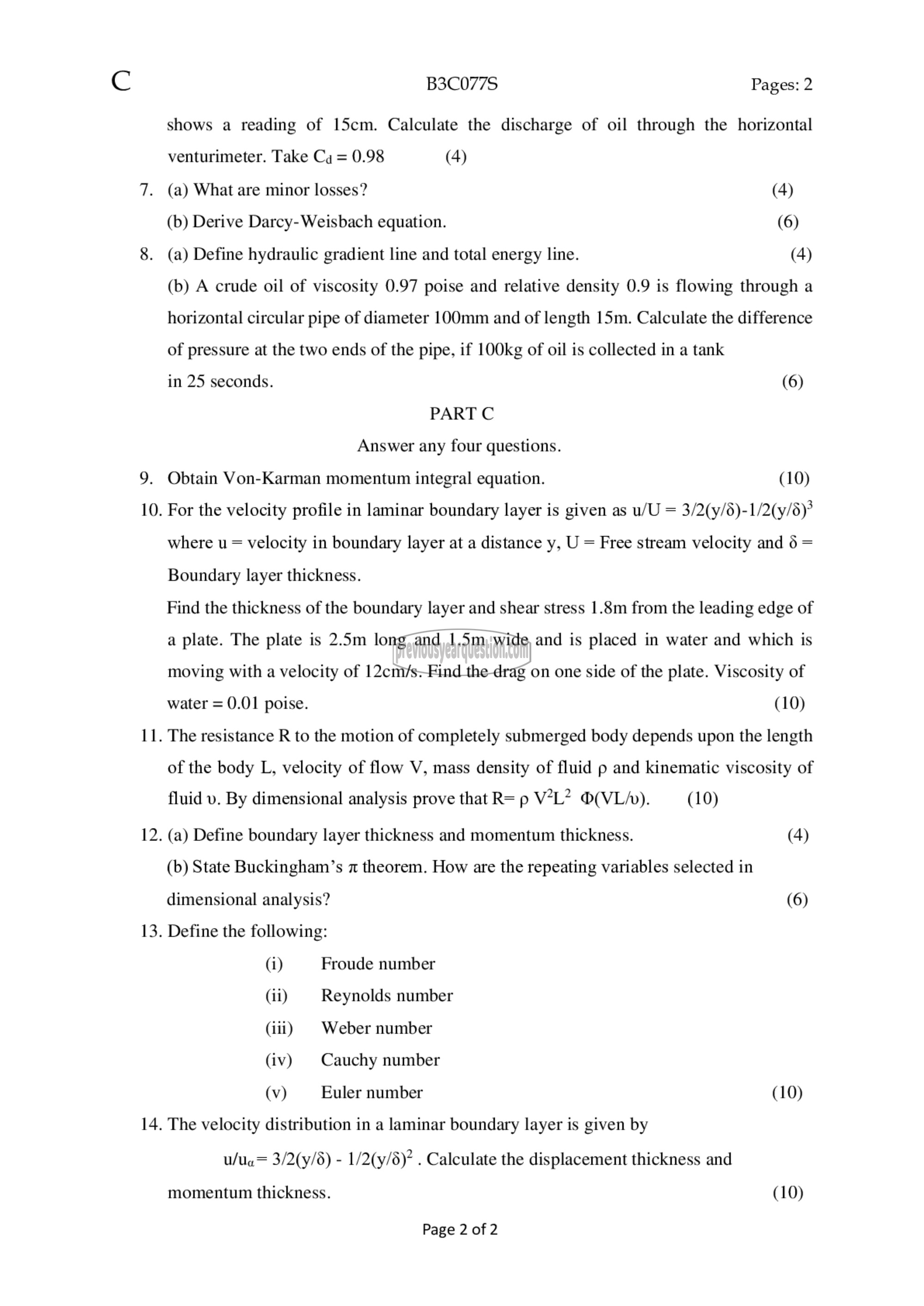 Question Paper - Mechanics of Fluids-2