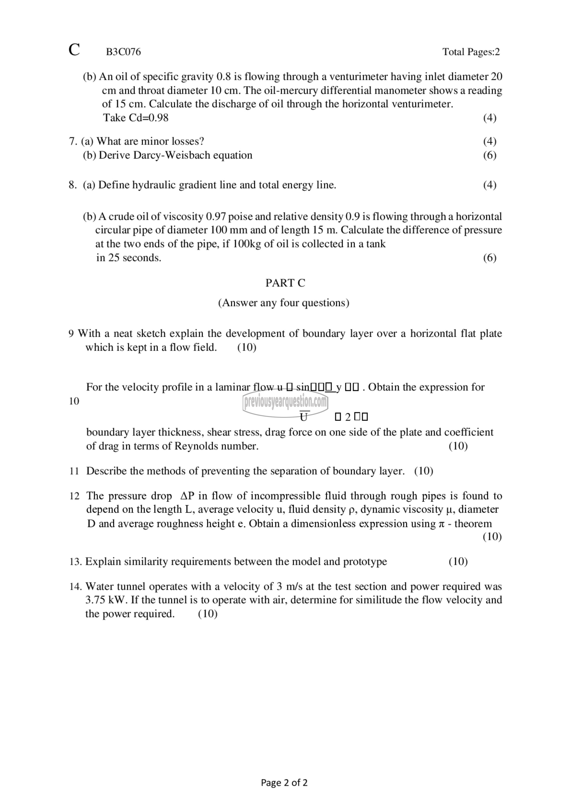 Question Paper - Mechanics of Fluids-2