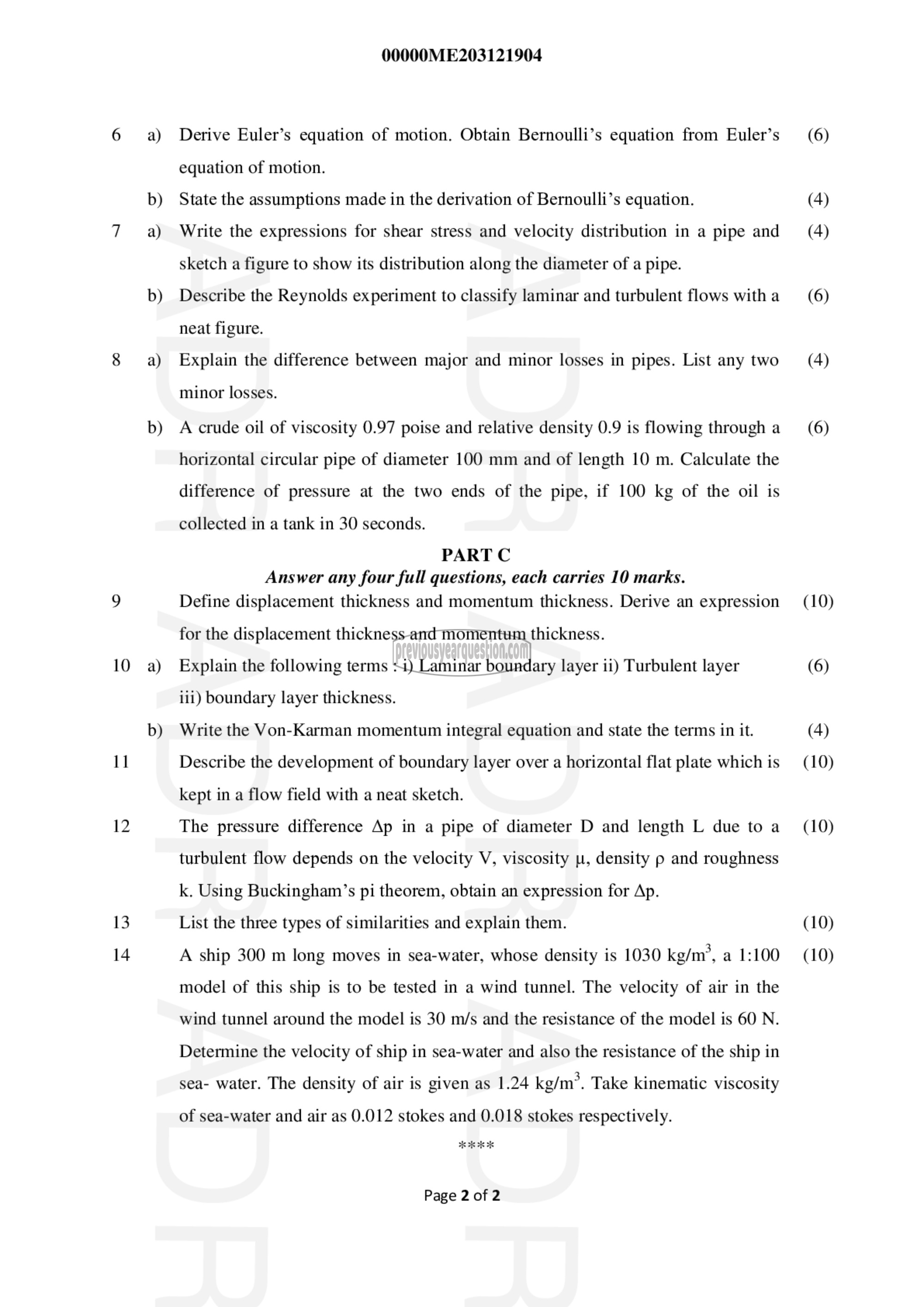 Question Paper - Mechanics of Fluids-2