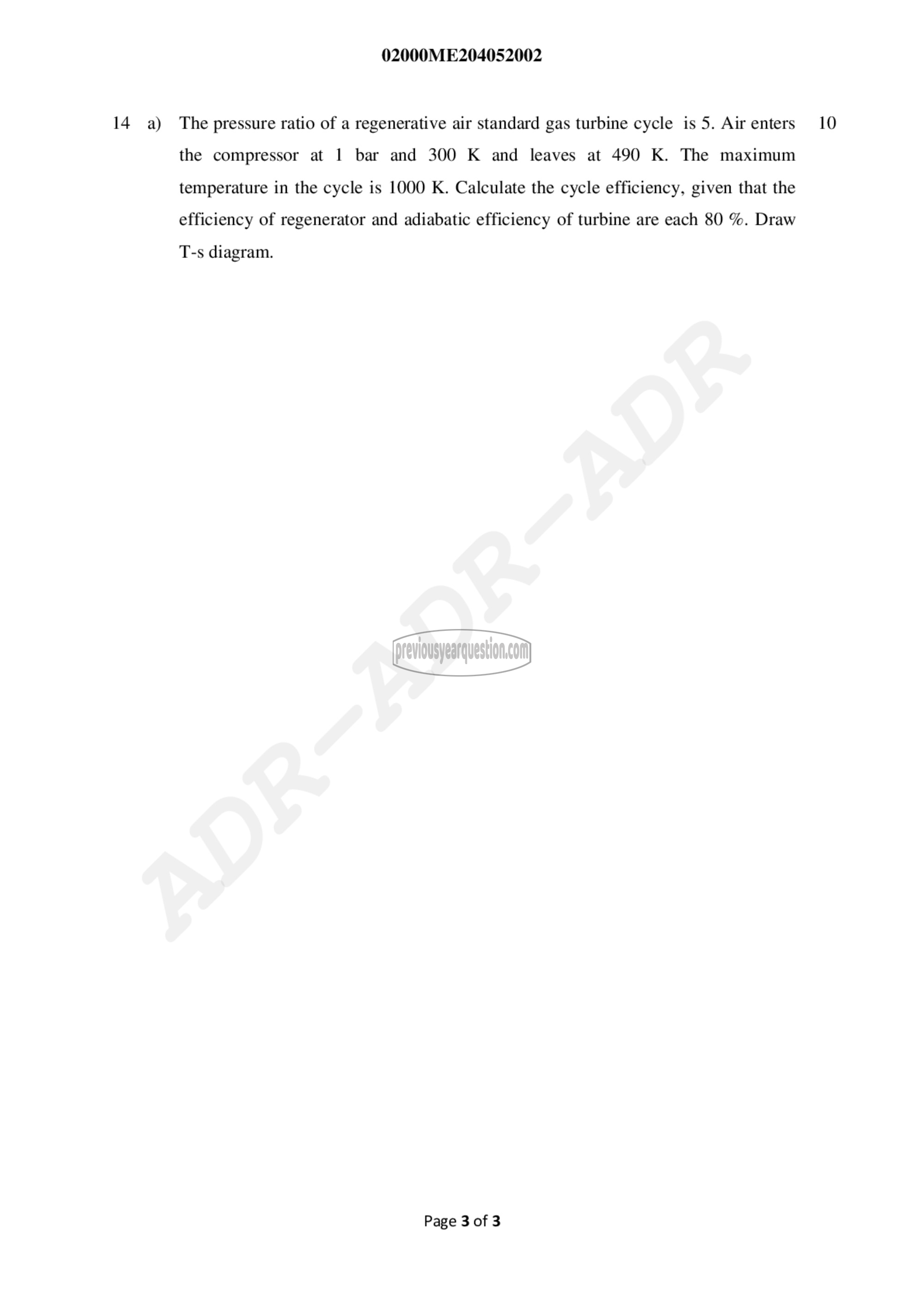 Question Paper - Thermal Engineering-3