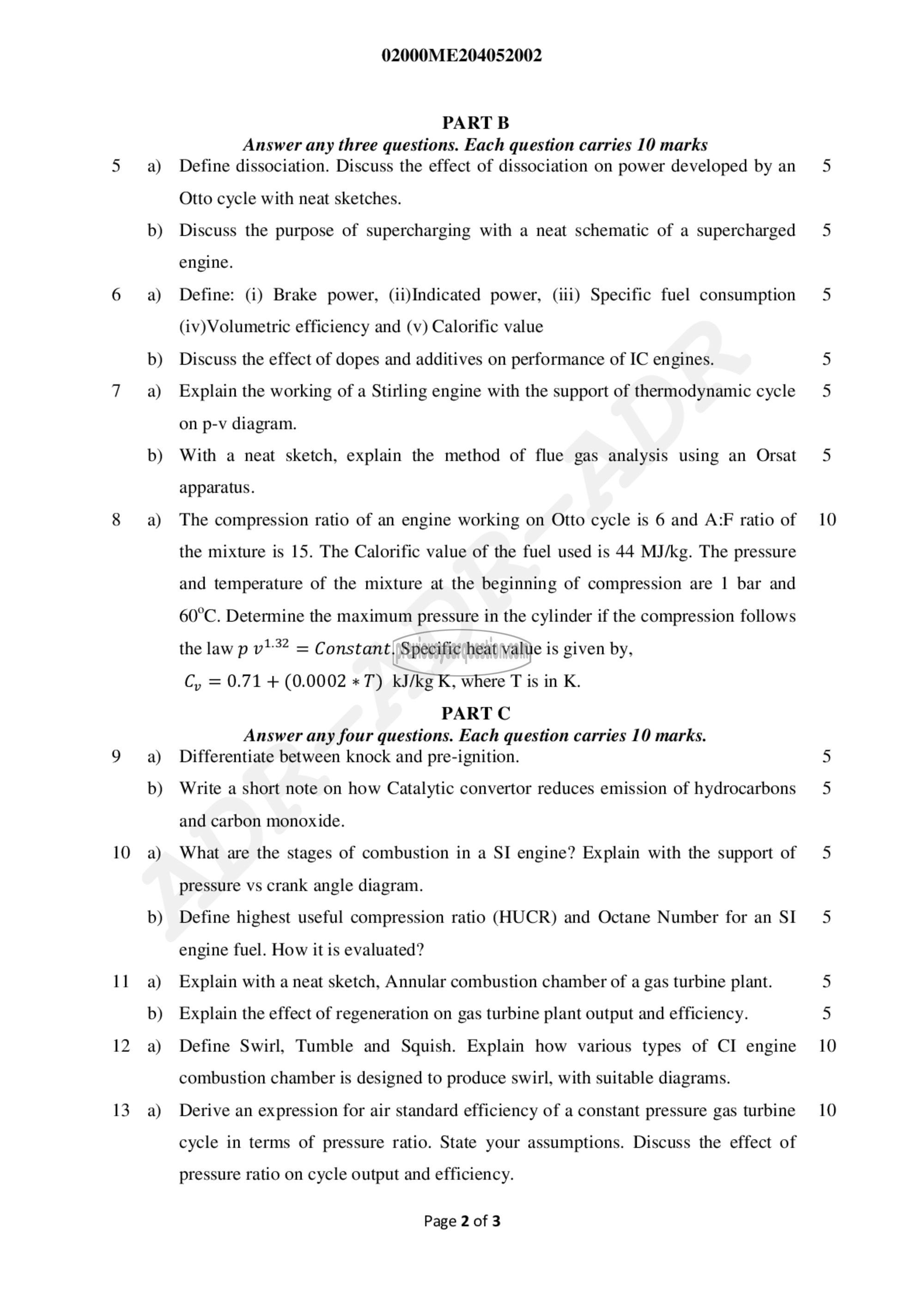 Question Paper - Thermal Engineering-2