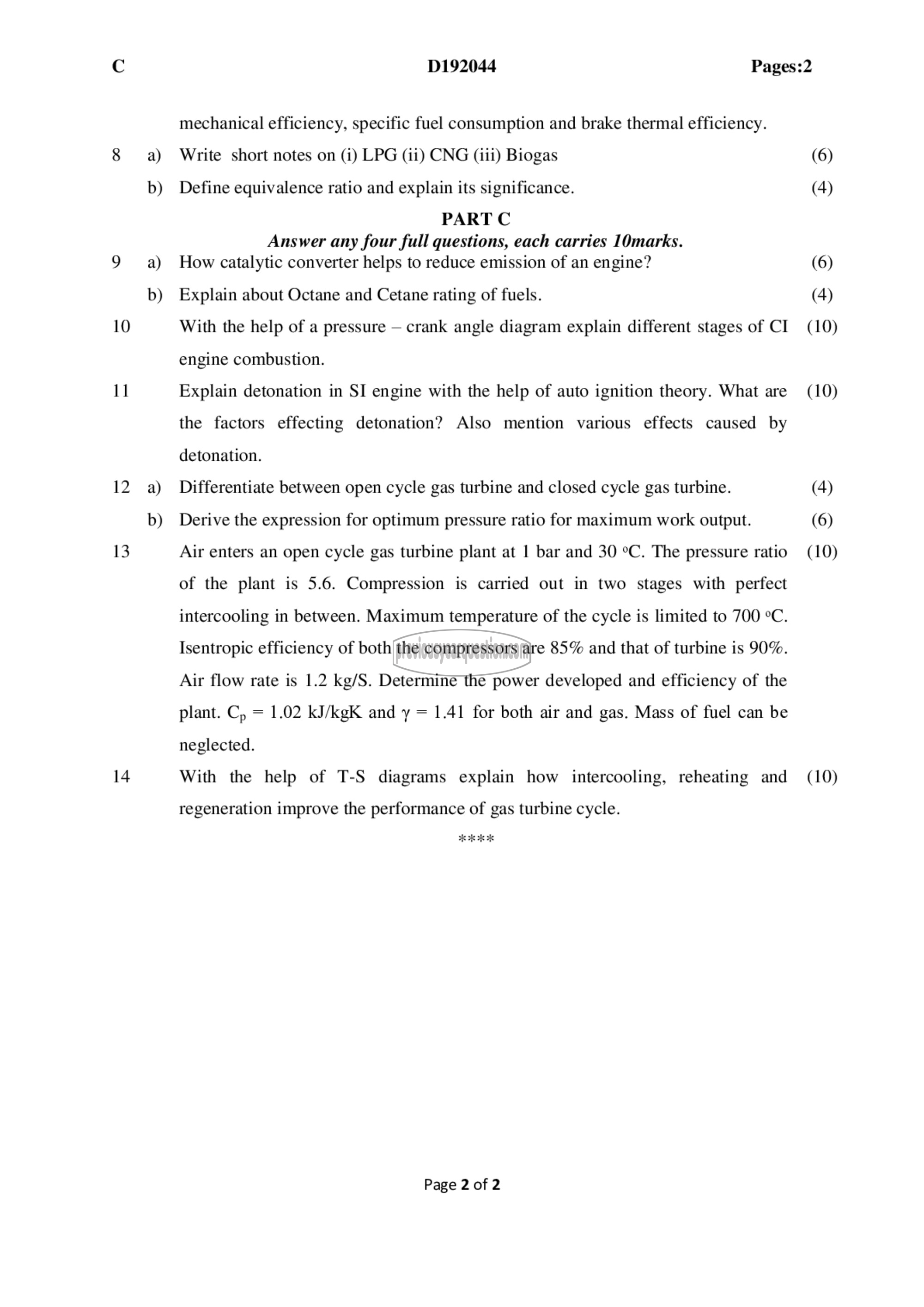 Question Paper - Thermal Engineering-2