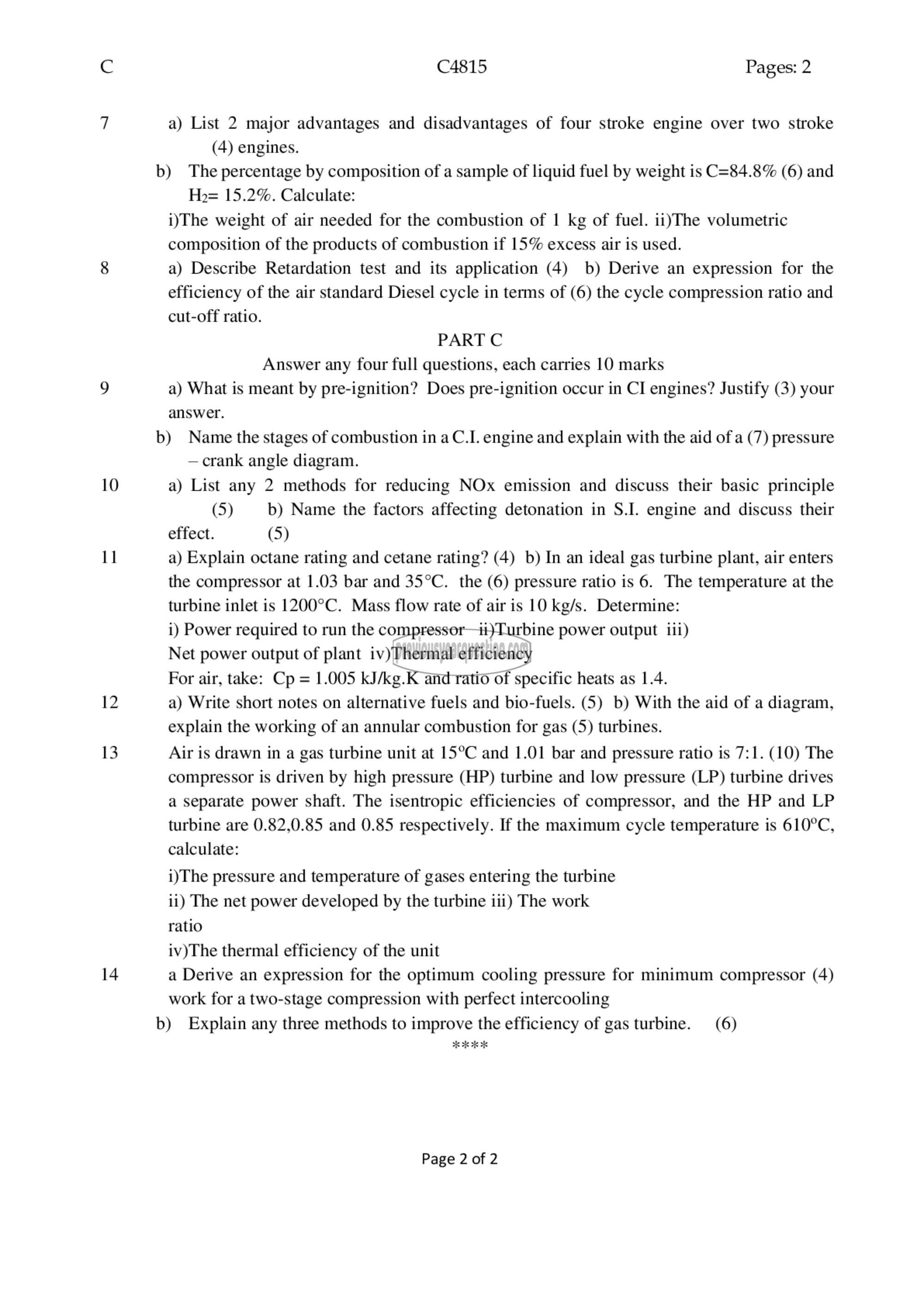 Question Paper - Thermal Engineering-2