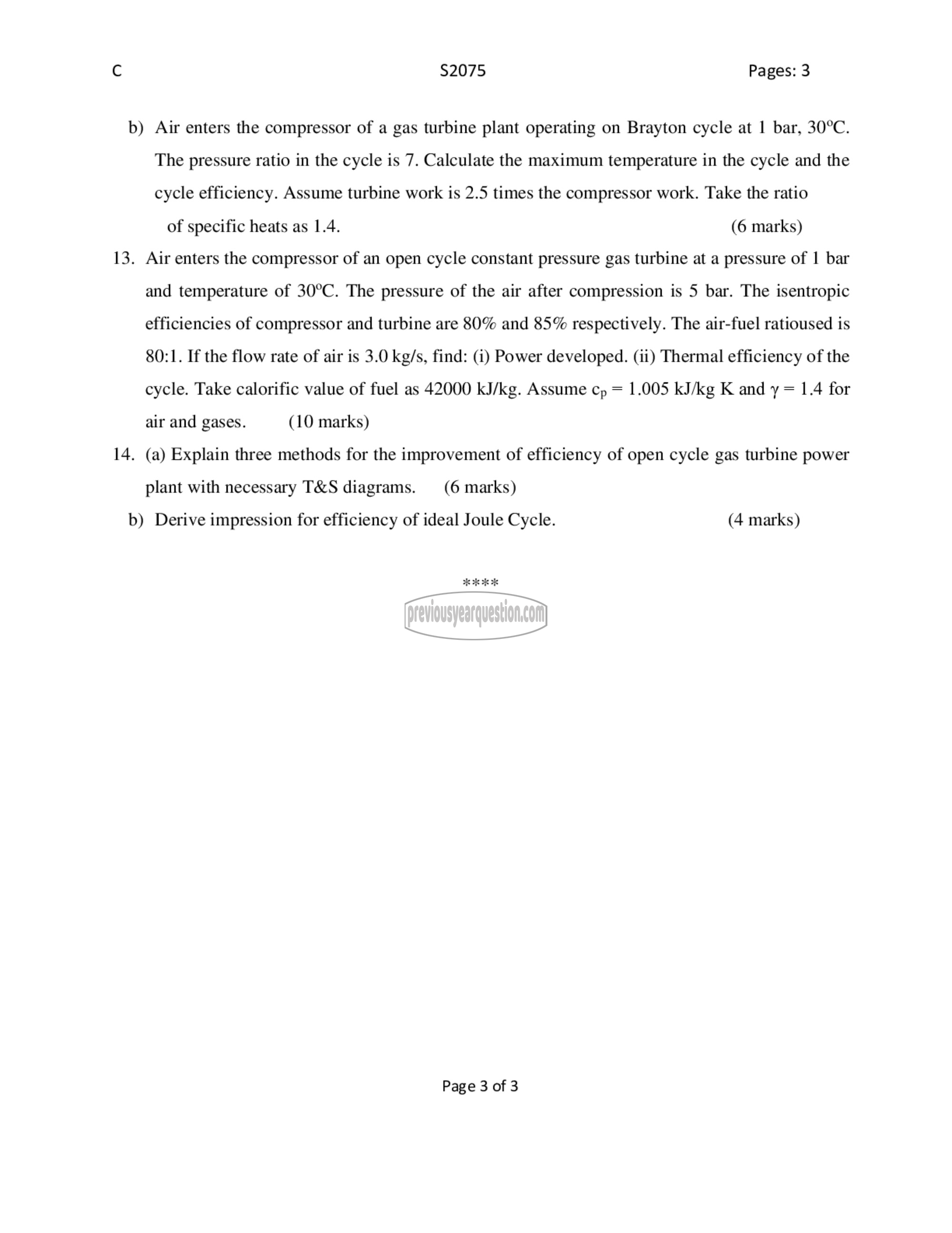 Question Paper - Thermal Engineering-3