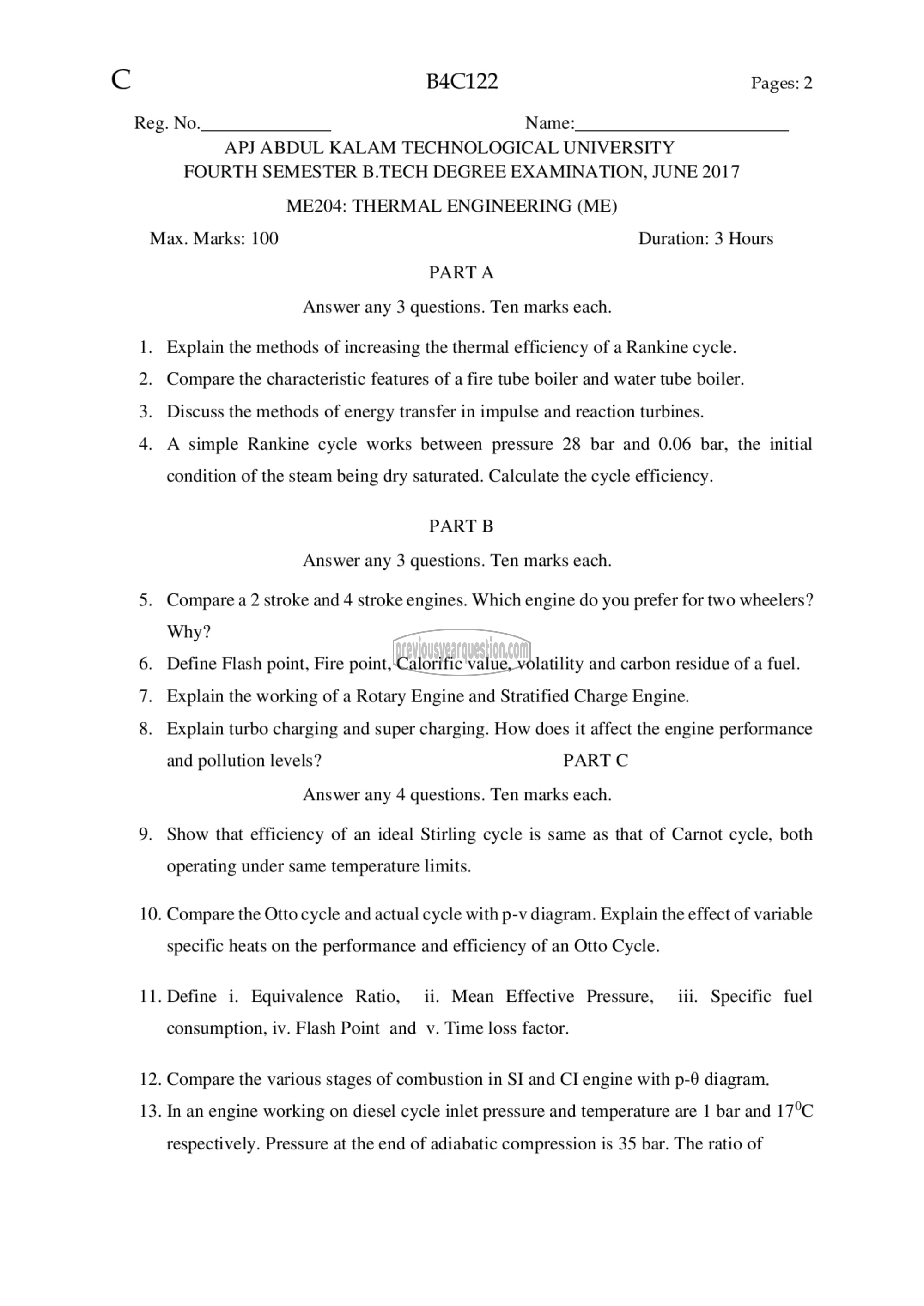 Question Paper - Thermal Engineering-1