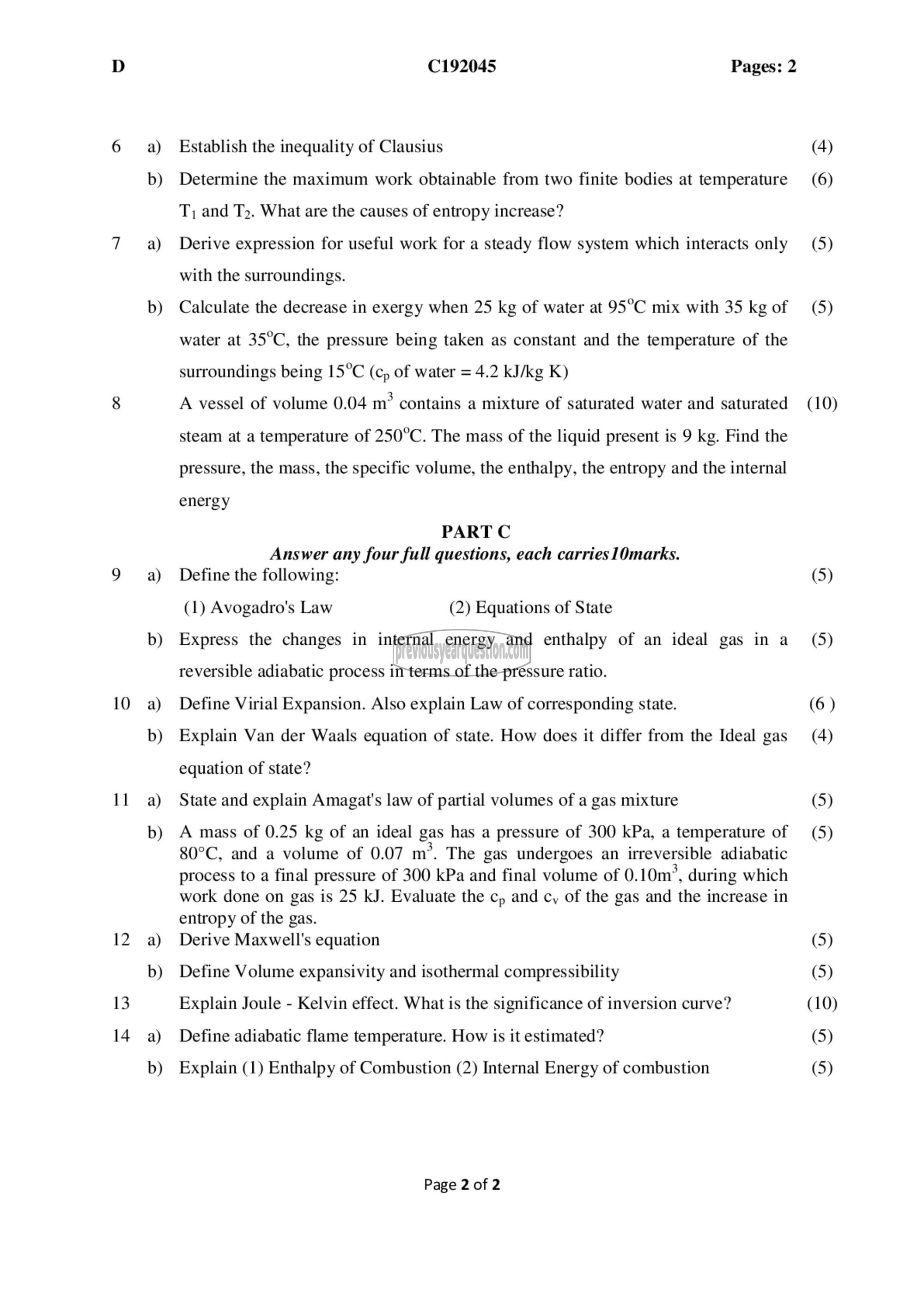 Question Paper - Thermodynamics-2