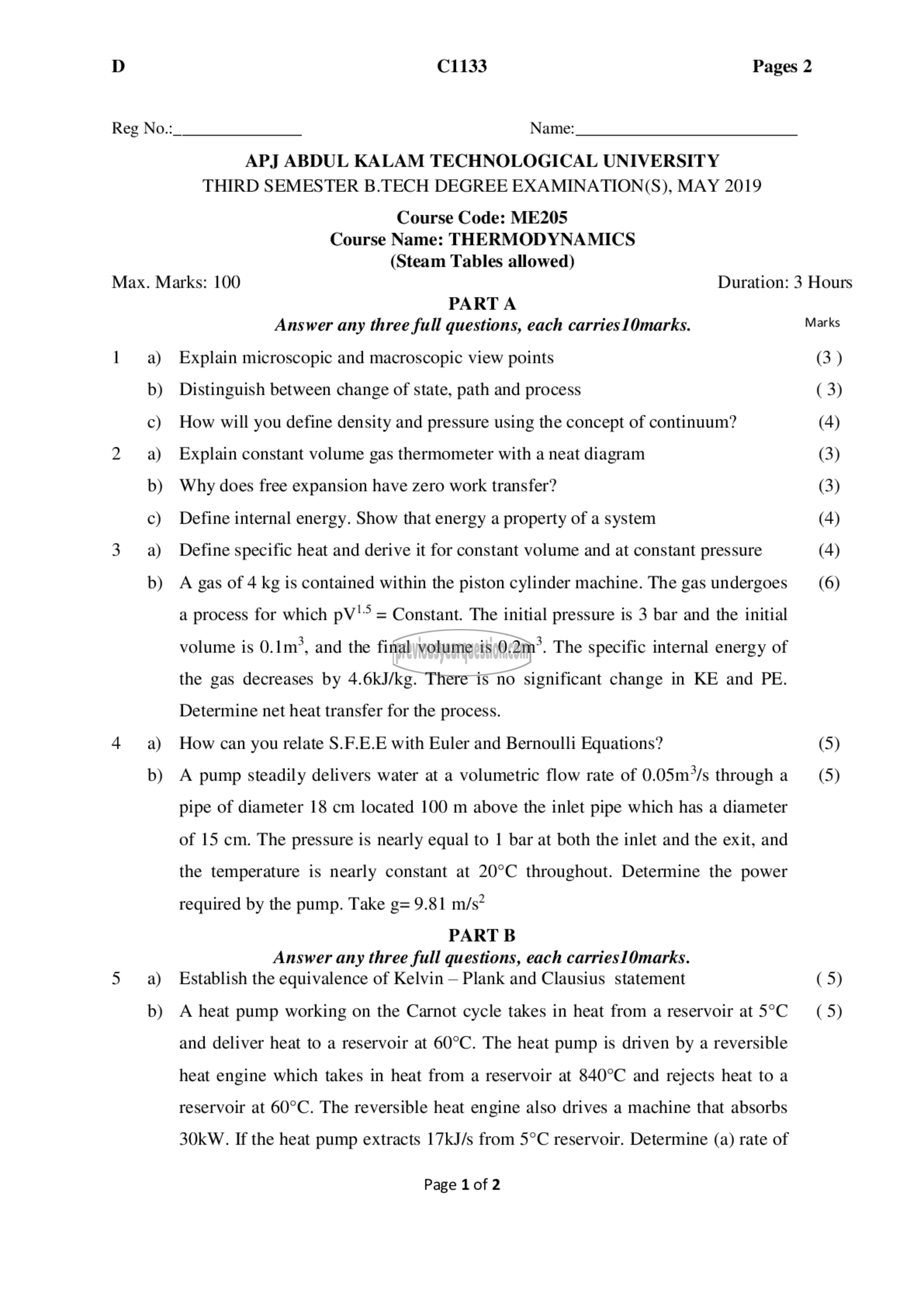 Question Paper - Thermodynamics-1