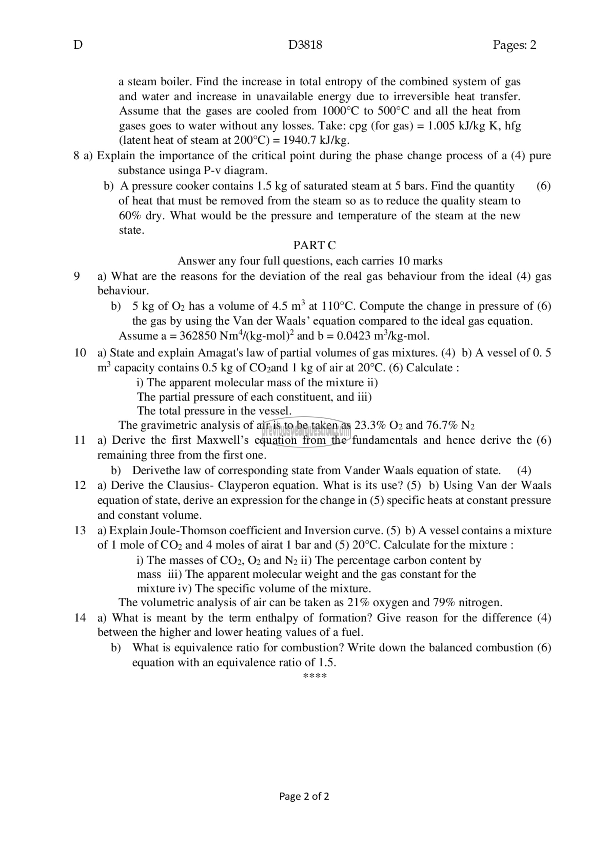 Question Paper - Thermodynamics-2