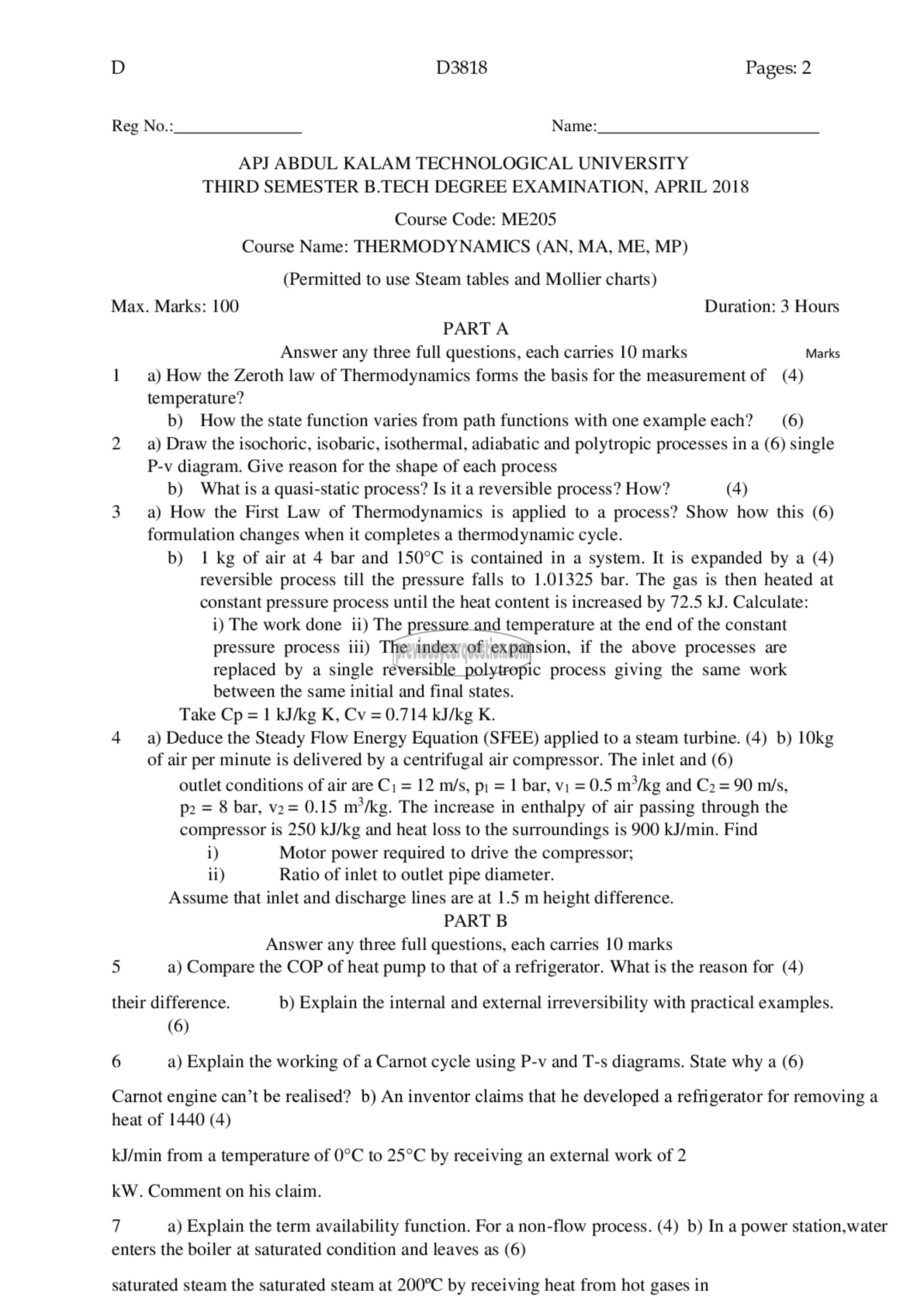 Question Paper - Thermodynamics-1