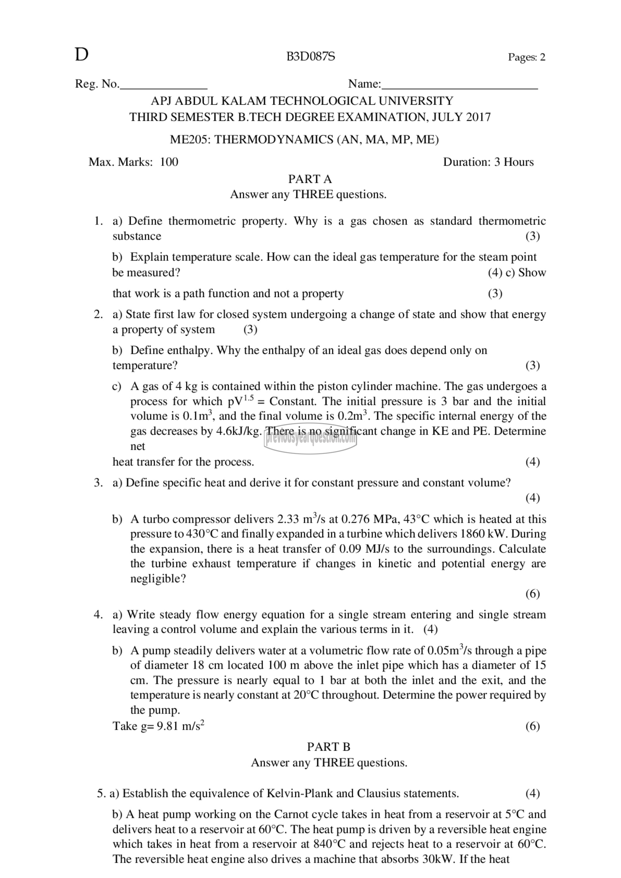 Question Paper - Thermodynamics-1