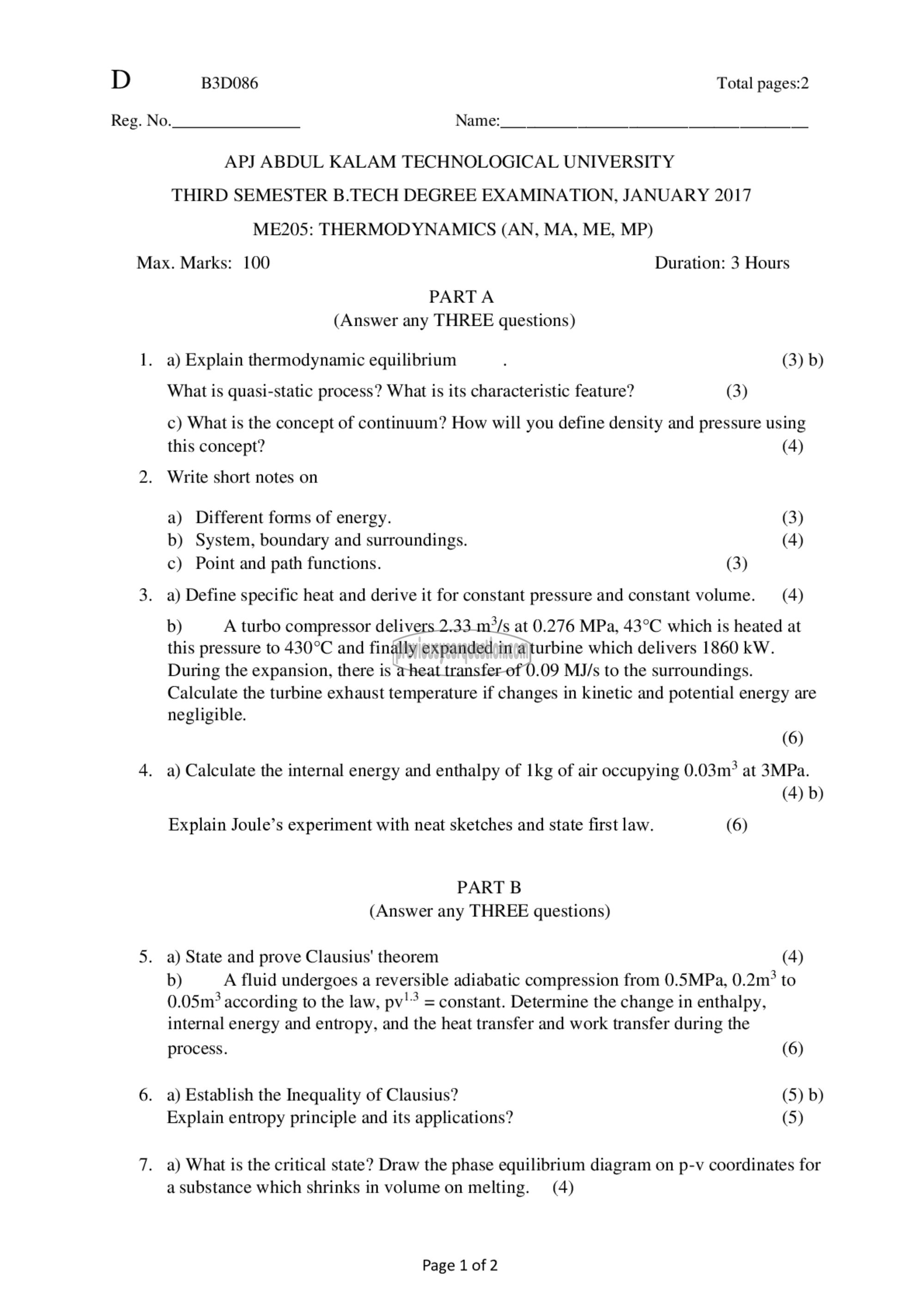 Question Paper - Thermodynamics-1