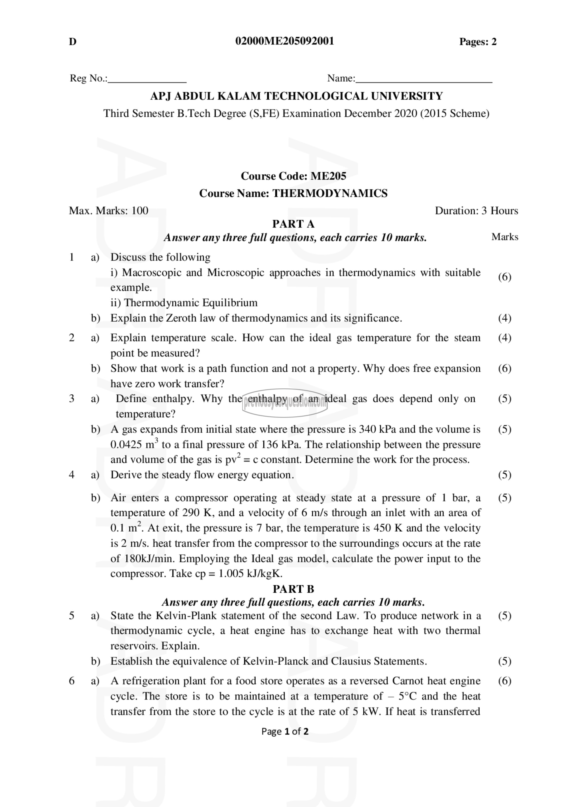 Question Paper - Thermodynamics-1