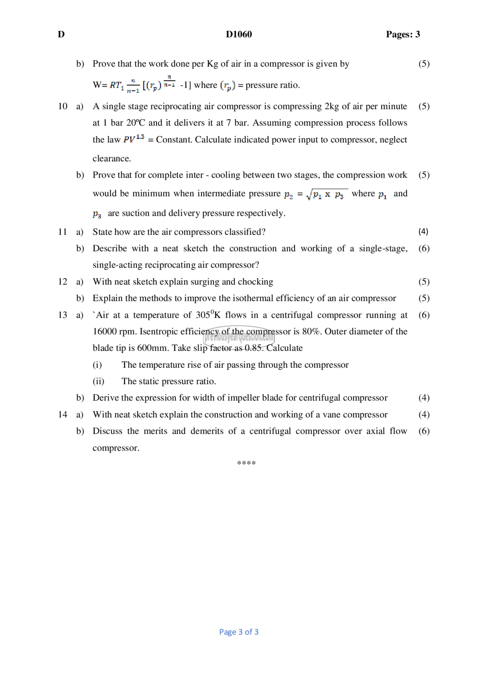 Question Paper - Fluid Machinery-3