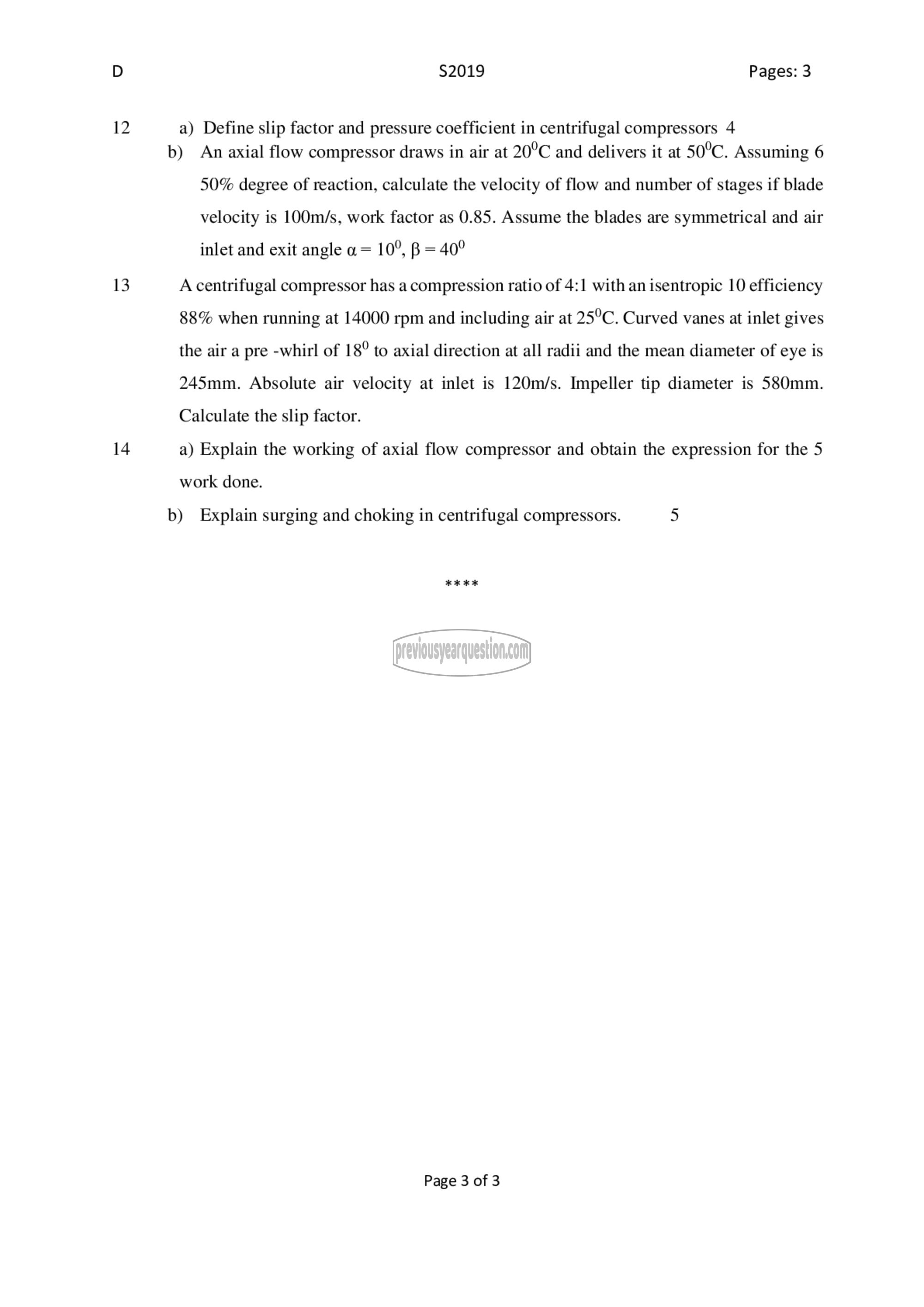 Question Paper - Fluid Machinery-3