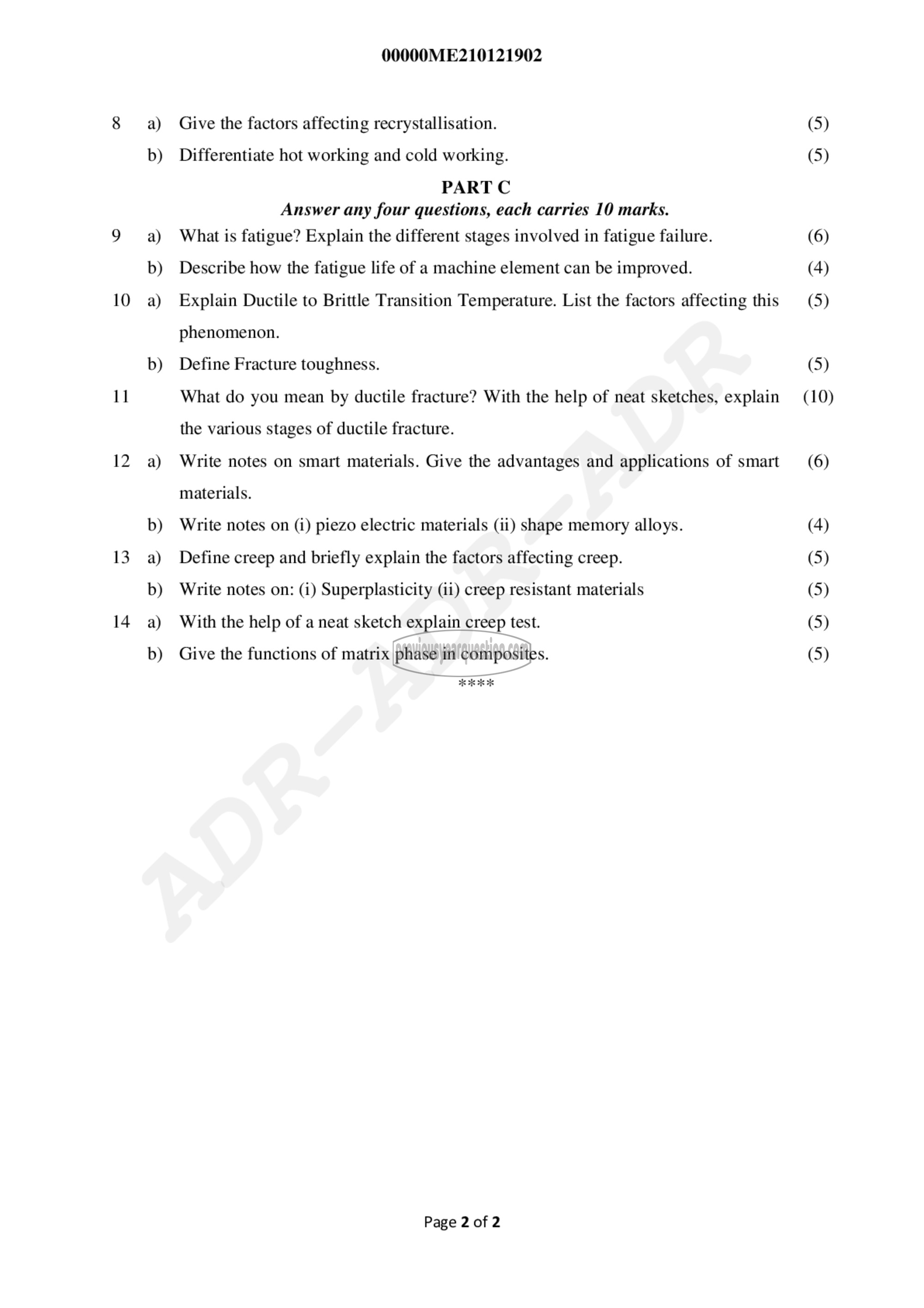 Question Paper - Metallurgy & Materials Engineering-2